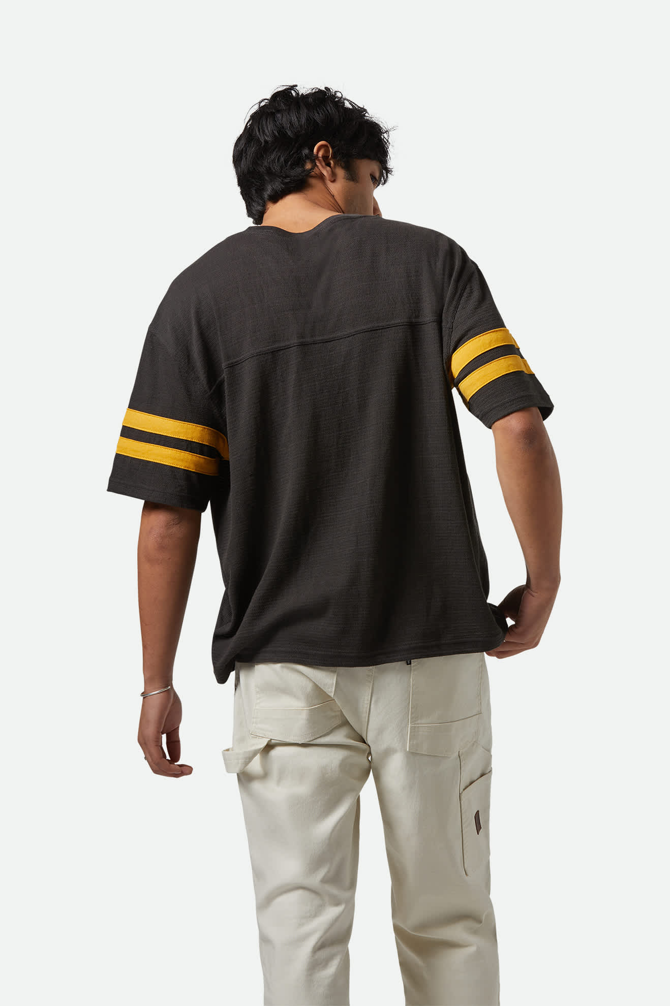 Men's Vintage Football Mesh Jersey T-Shirt in the color Washed Black/Ray Flower - Men's Back View