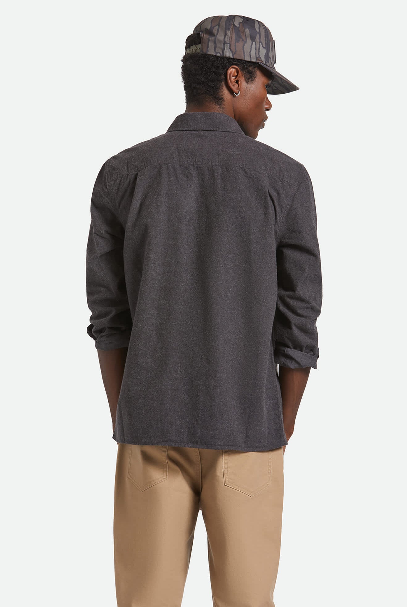 Men's Hasting Lightweight Flannel in the color Black - Men's Back View