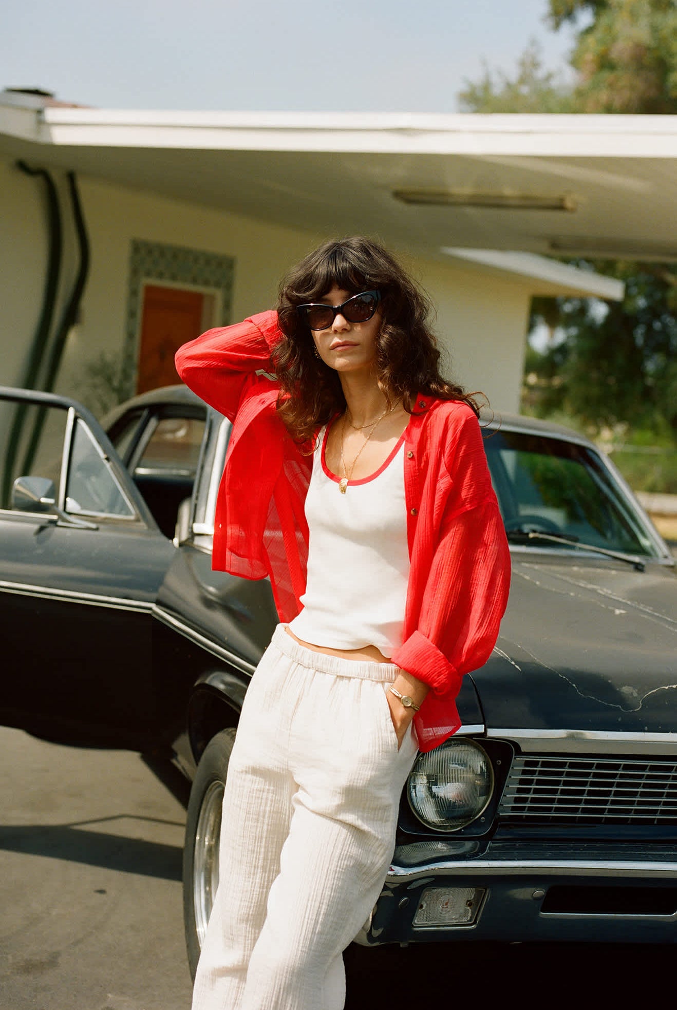 Women's East Side Boxy L/S Button Down in the color Crimson - Men's Lifestyle image