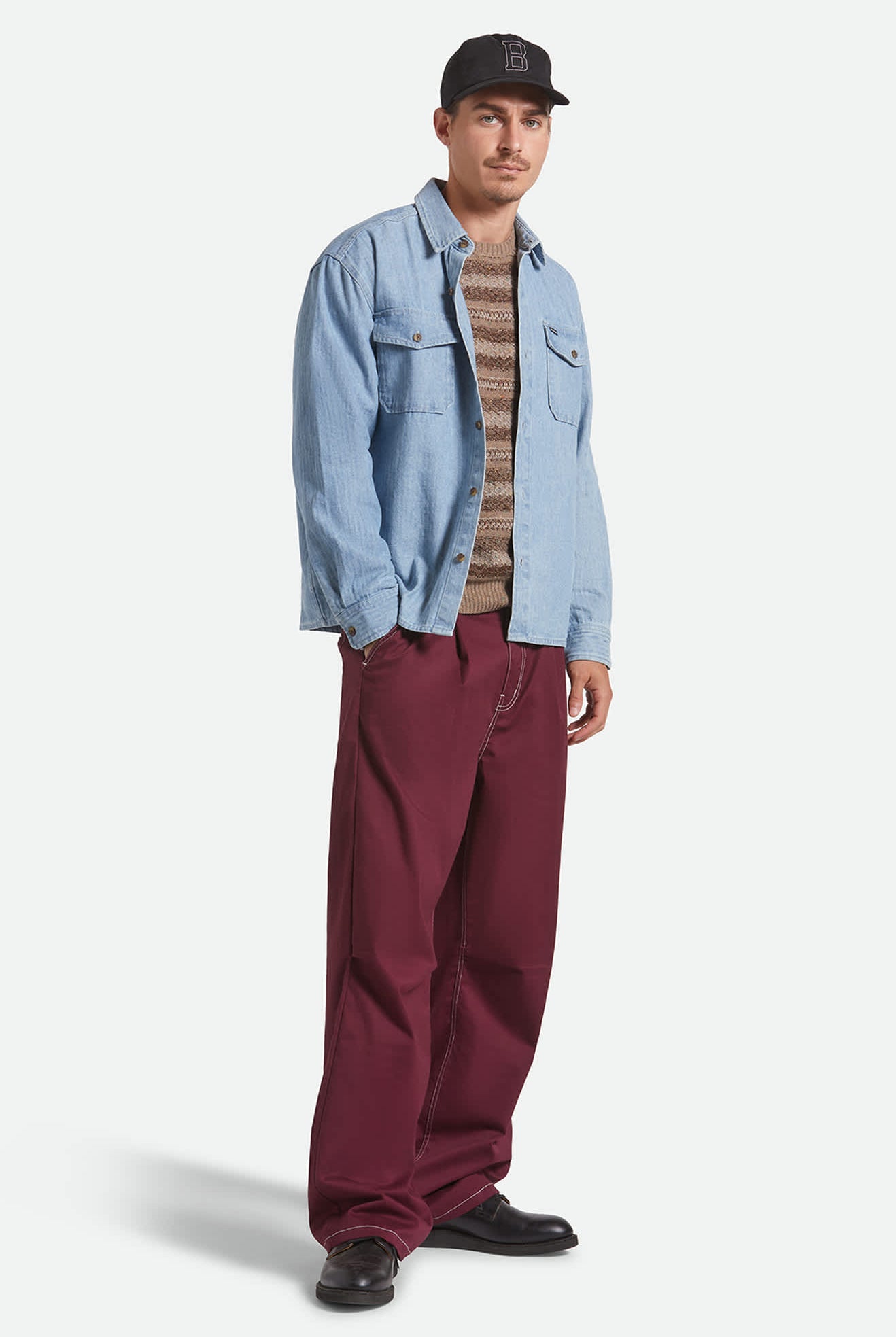Men's Union Baggy Pant in the color Port - Additional Fit image