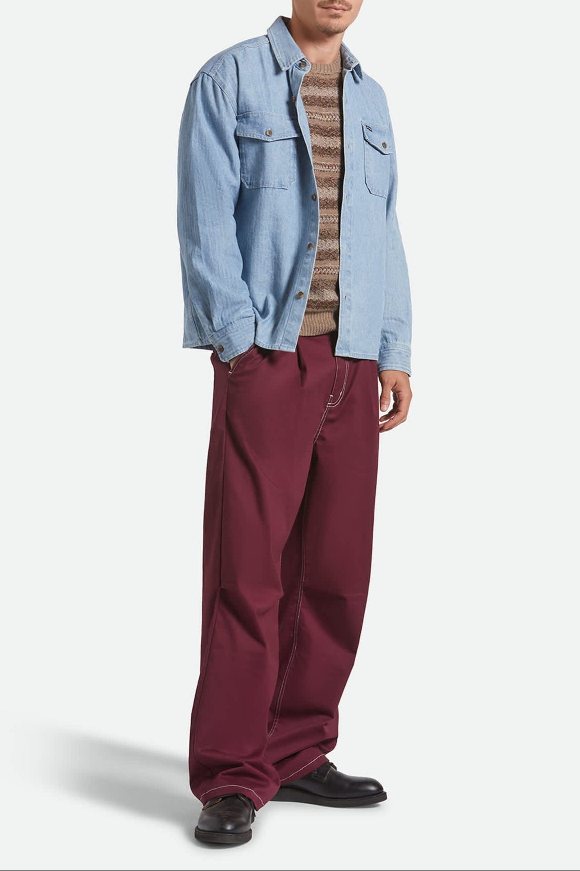 Men's Union Baggy Pant in the color Port - Additional Fit image