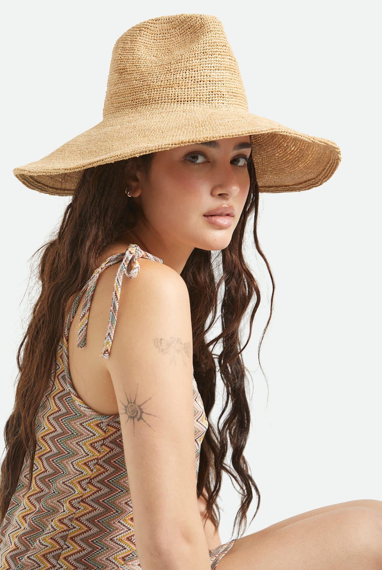 Women's Helena Straw Sun Hat in the color Tan - Additional Fit image
