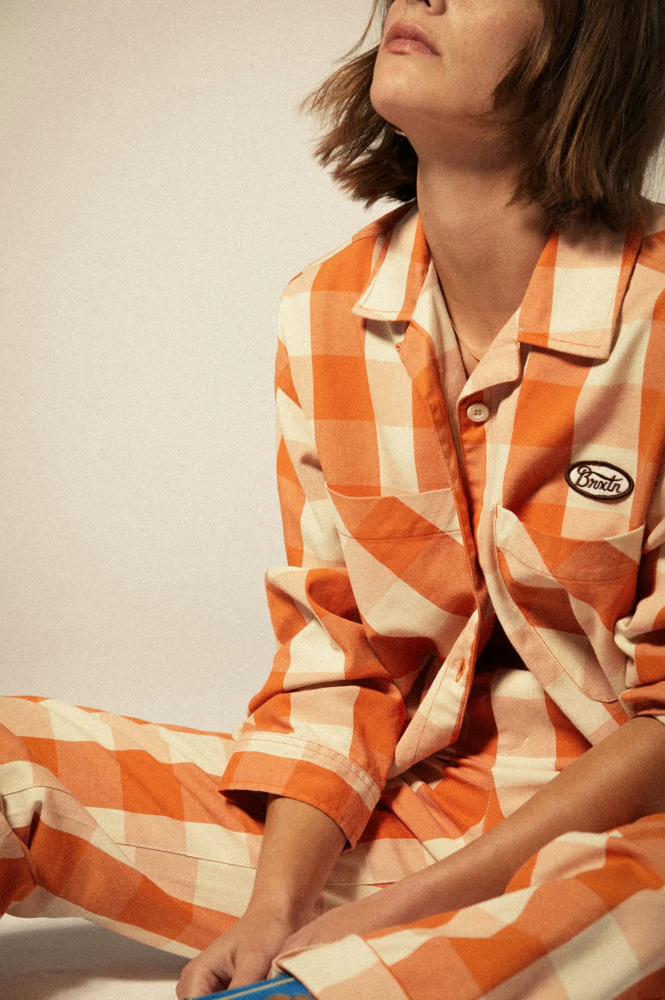 Women's Utopia L/S Overshirt in the color Tangerine Gingham - Additional Fit image