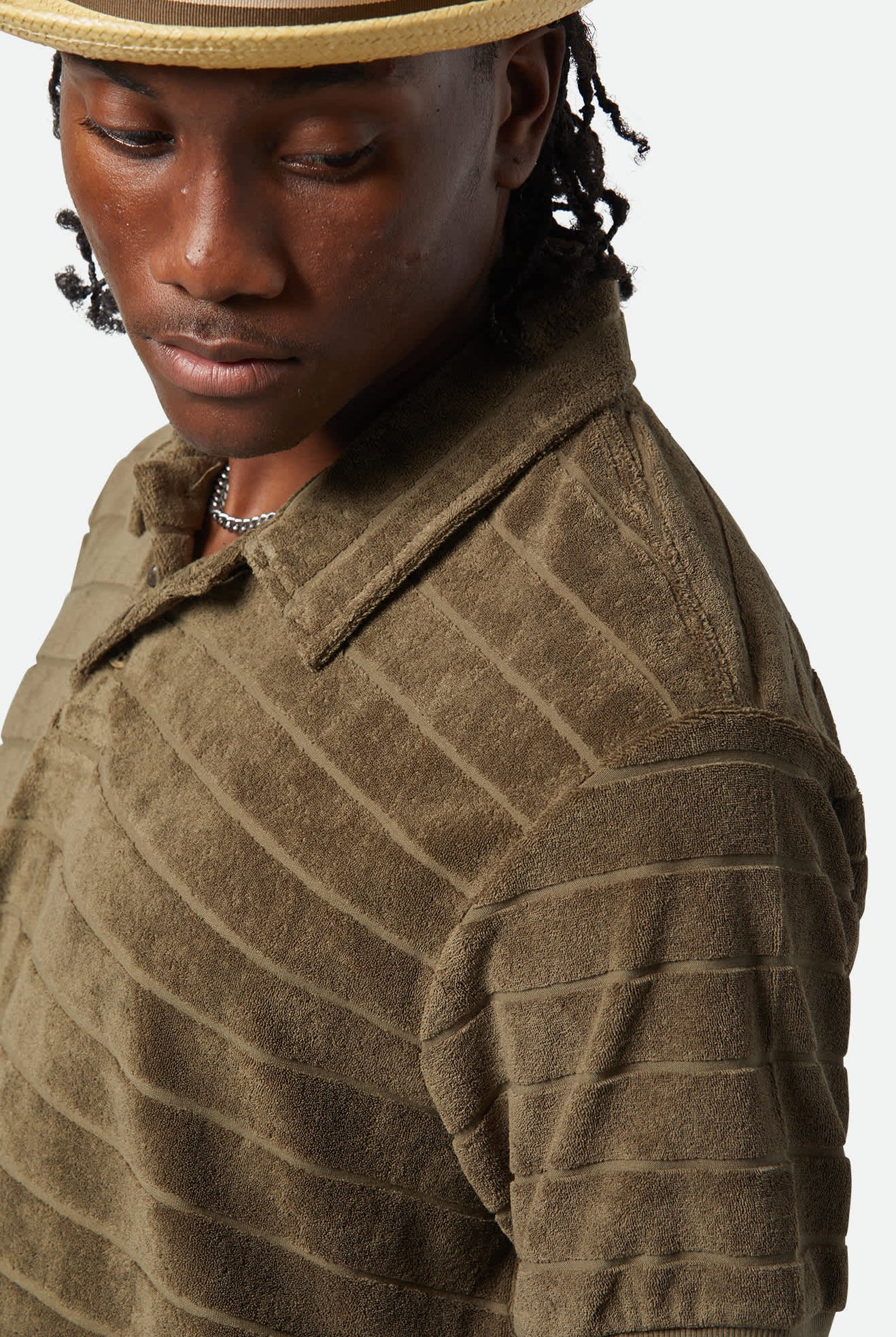 Men's Weekend Terry Cloth S/S Polo in the color Ivy Green - Additional Fit View