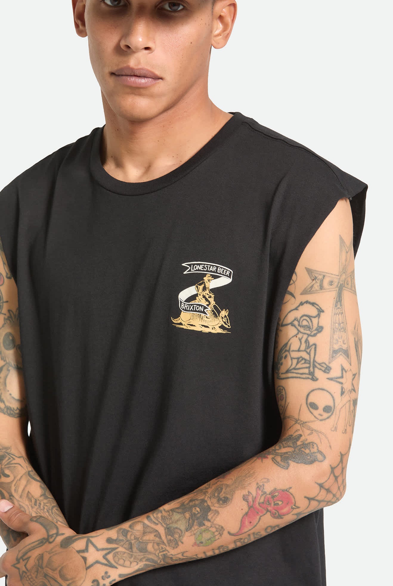 Men's Lone Star Armadillo Muscle T-Shirt in the color Black - Additional Fit image