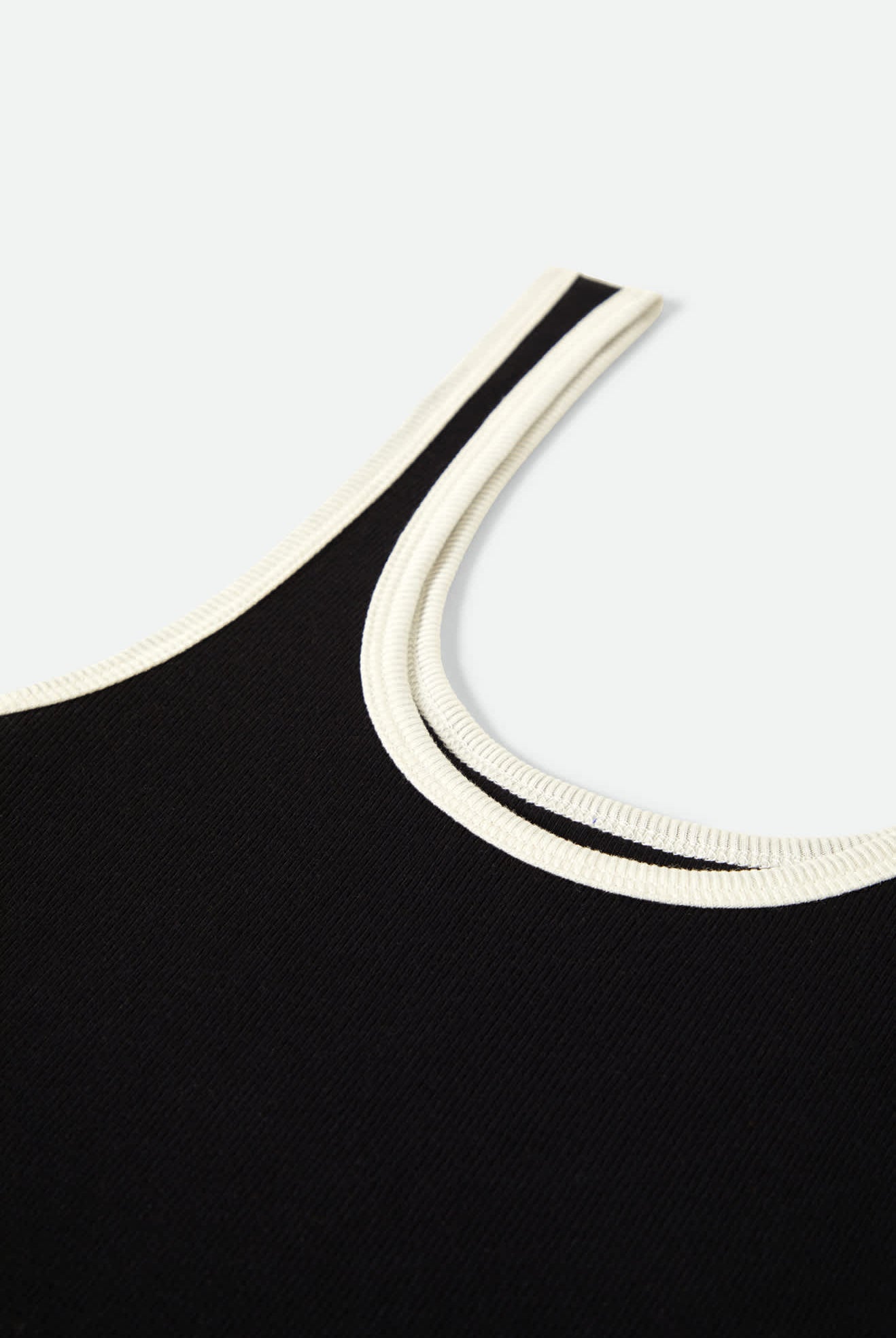 Women's Ringer Organic A-Tank in the color Black/Off White - Additional Laydown image