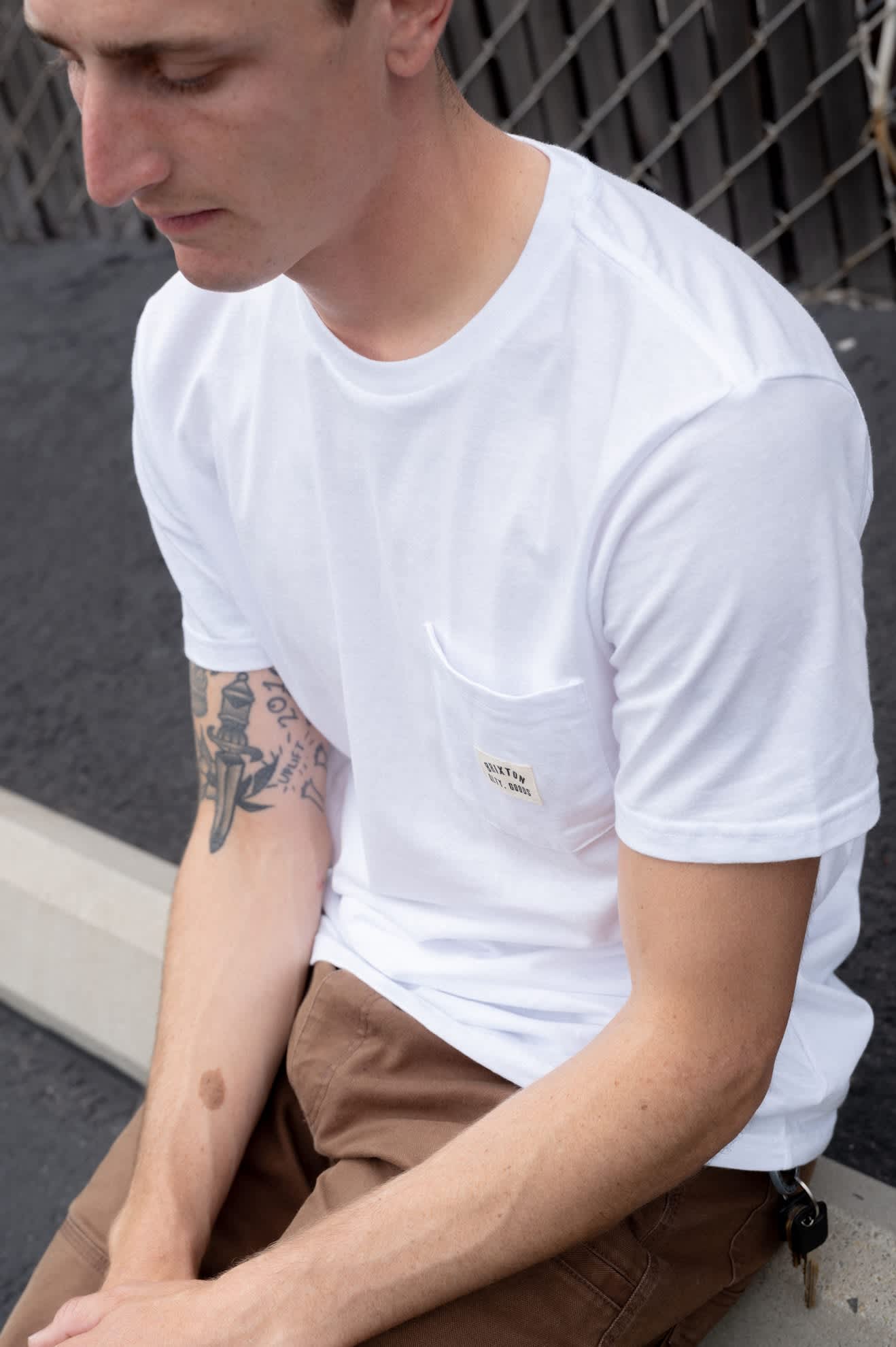 Men's Woodburn Short Sleeve Tailored Pocket T-Shirt in the color White - Men's Lifestyle image