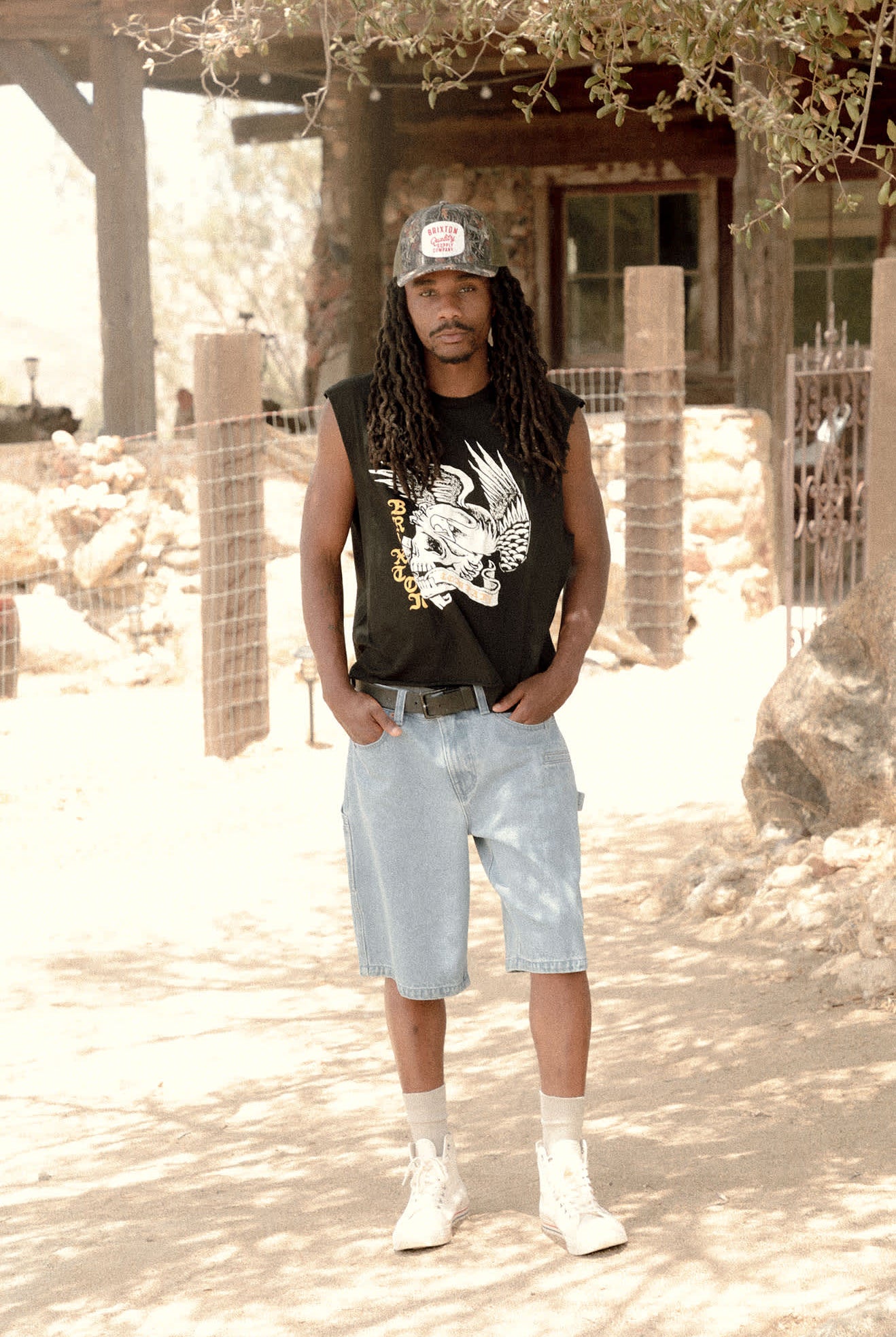Men's Wolcott Worn In Boxy Muscle Tank in the color Black - Men's Lifestyle image