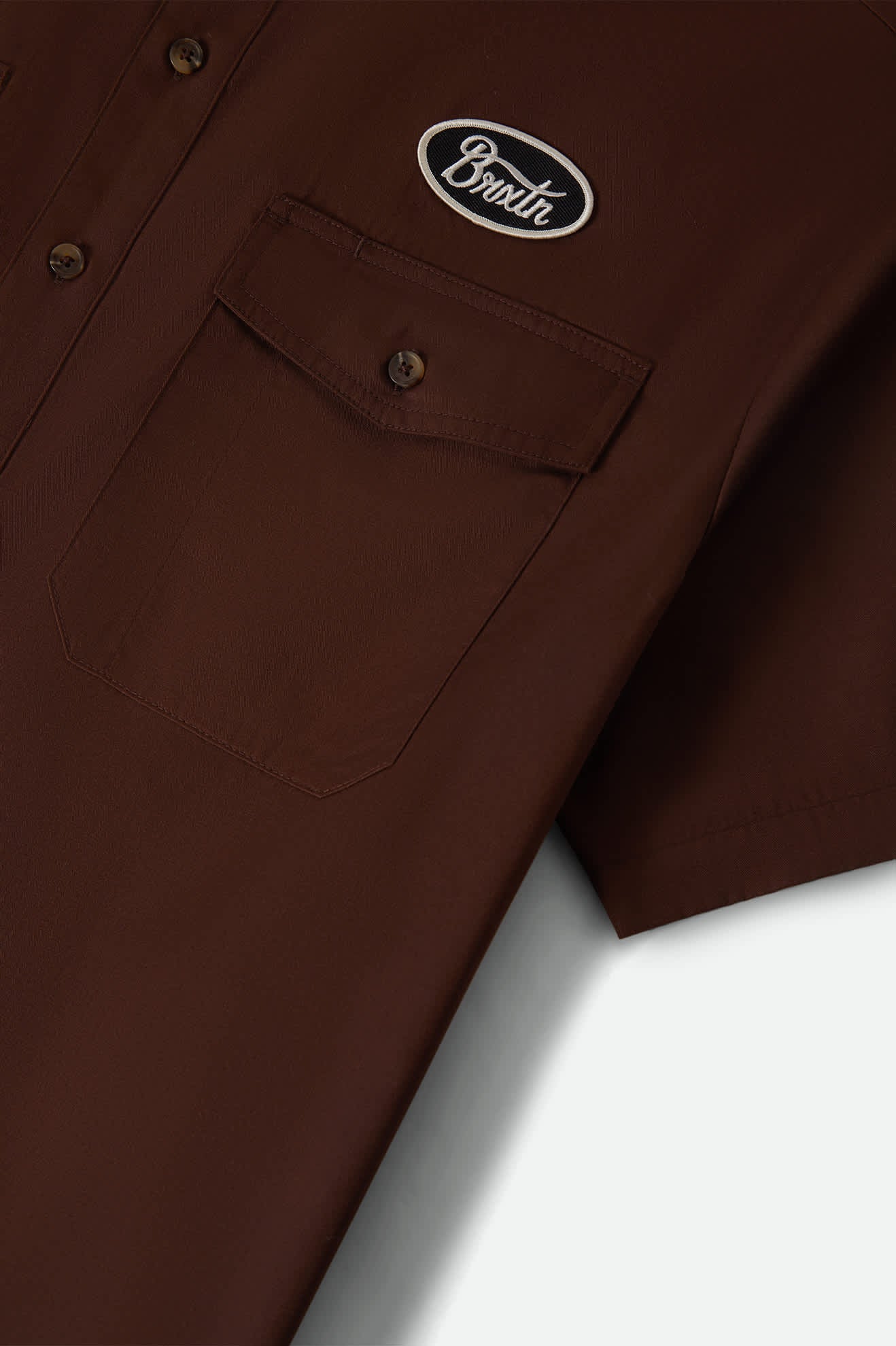 Men's Builders Olson Short Sleeve Shirt in the color Chocolate - Additional Laydown image