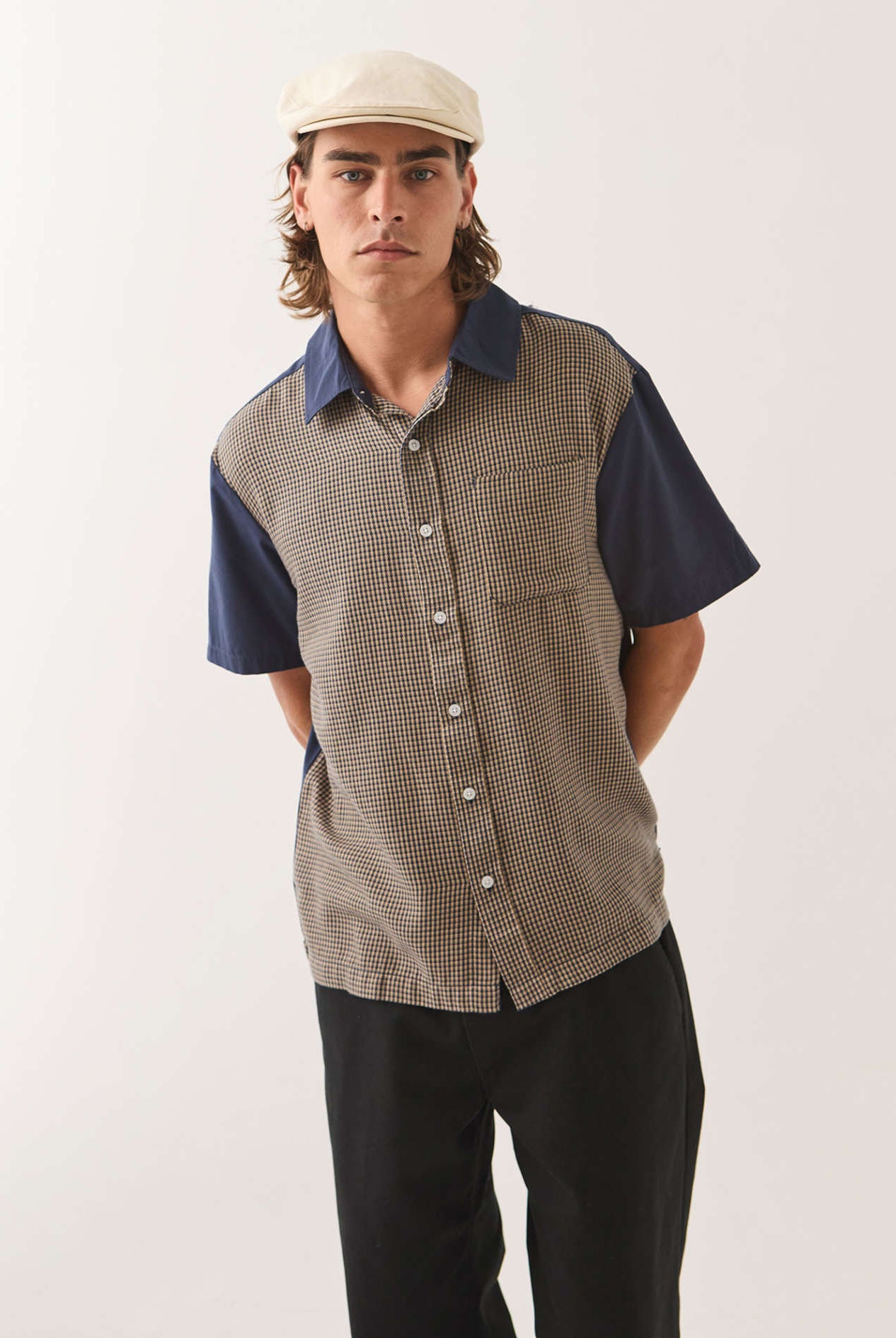 Men's Cru Shirt in the color Classic Navy Color Blocked - Additional Fit image