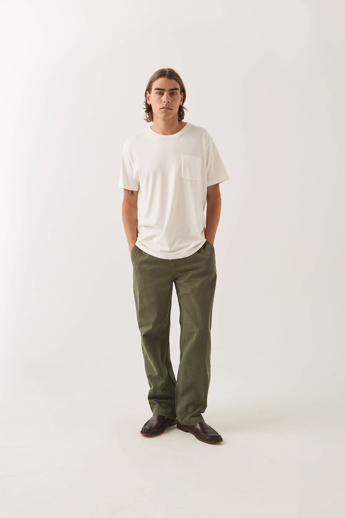 Men's Everyday E-Waist Pant in the color Dark Olive - Men's Front View