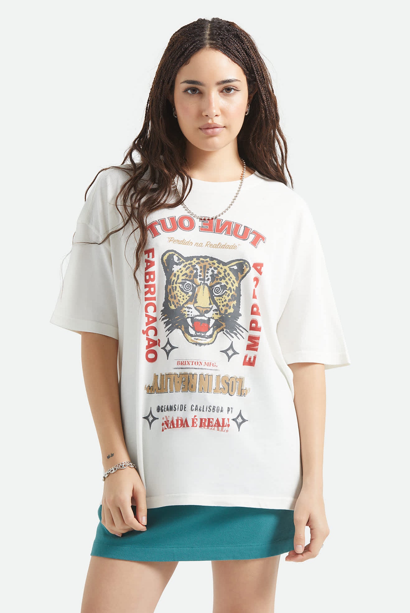 Women's The Getaway Oversized Boyfriend T-Shirt in the color Vintage White - Women's Front View
