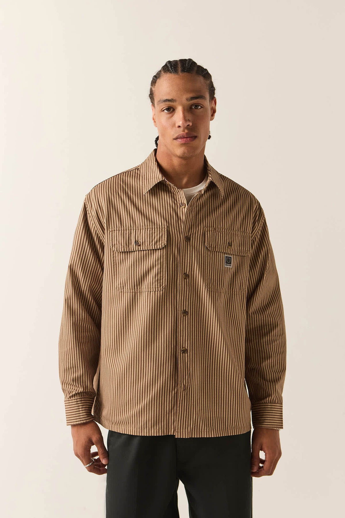 Men's Journey Lightweight Shirt in the color Brown/Sand - Men's Front View