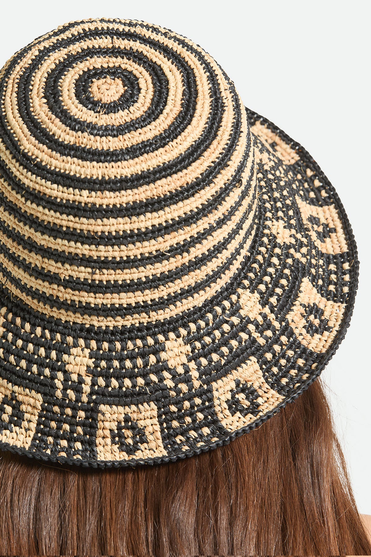 Women's Redding Packable Straw Bucket Hat in the color Black/Natural - Additional Fit image