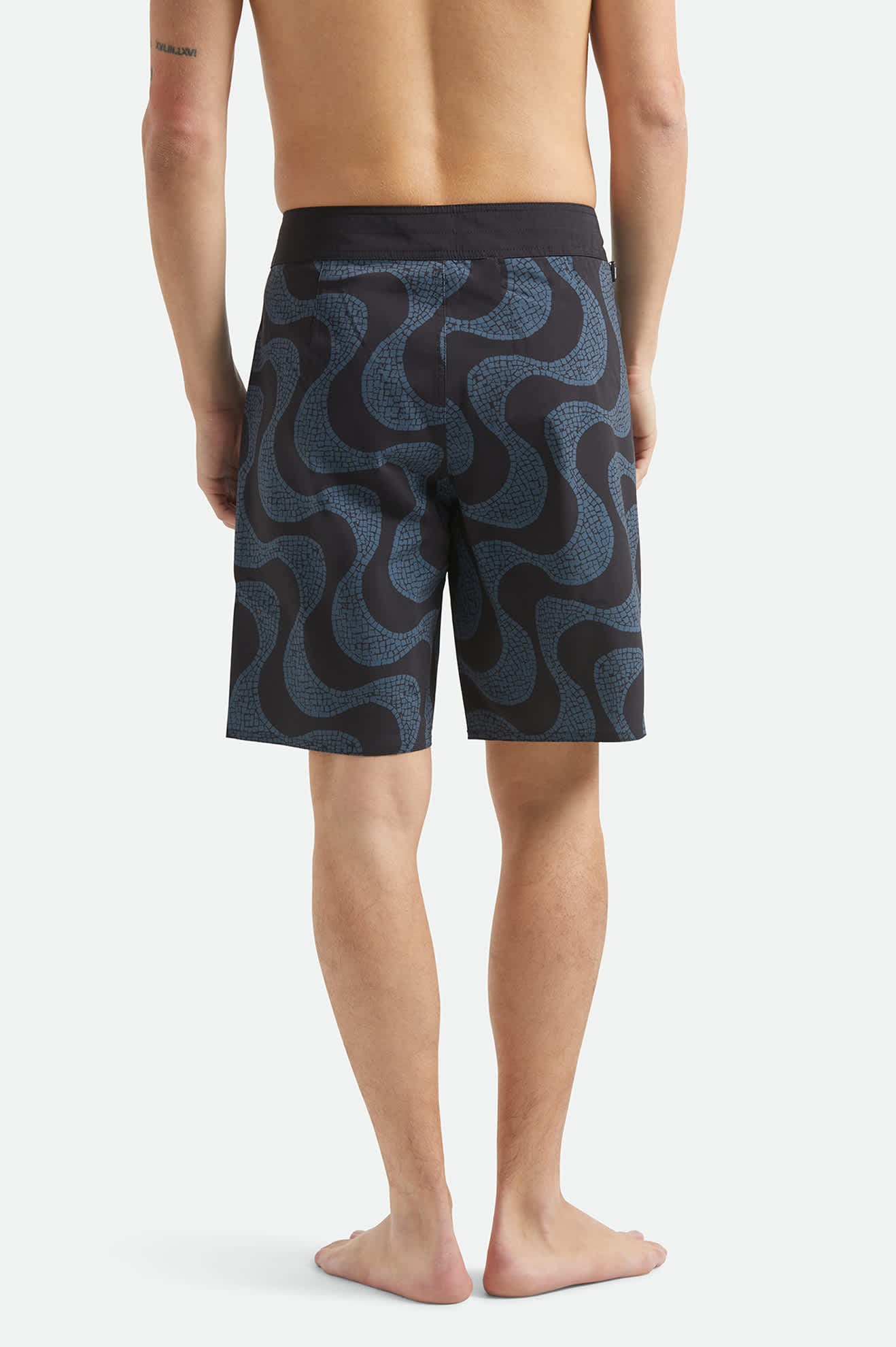 Men's Blitz Boardshort 19" in the color Black/Future Grey Warped Tile - Men's Back View