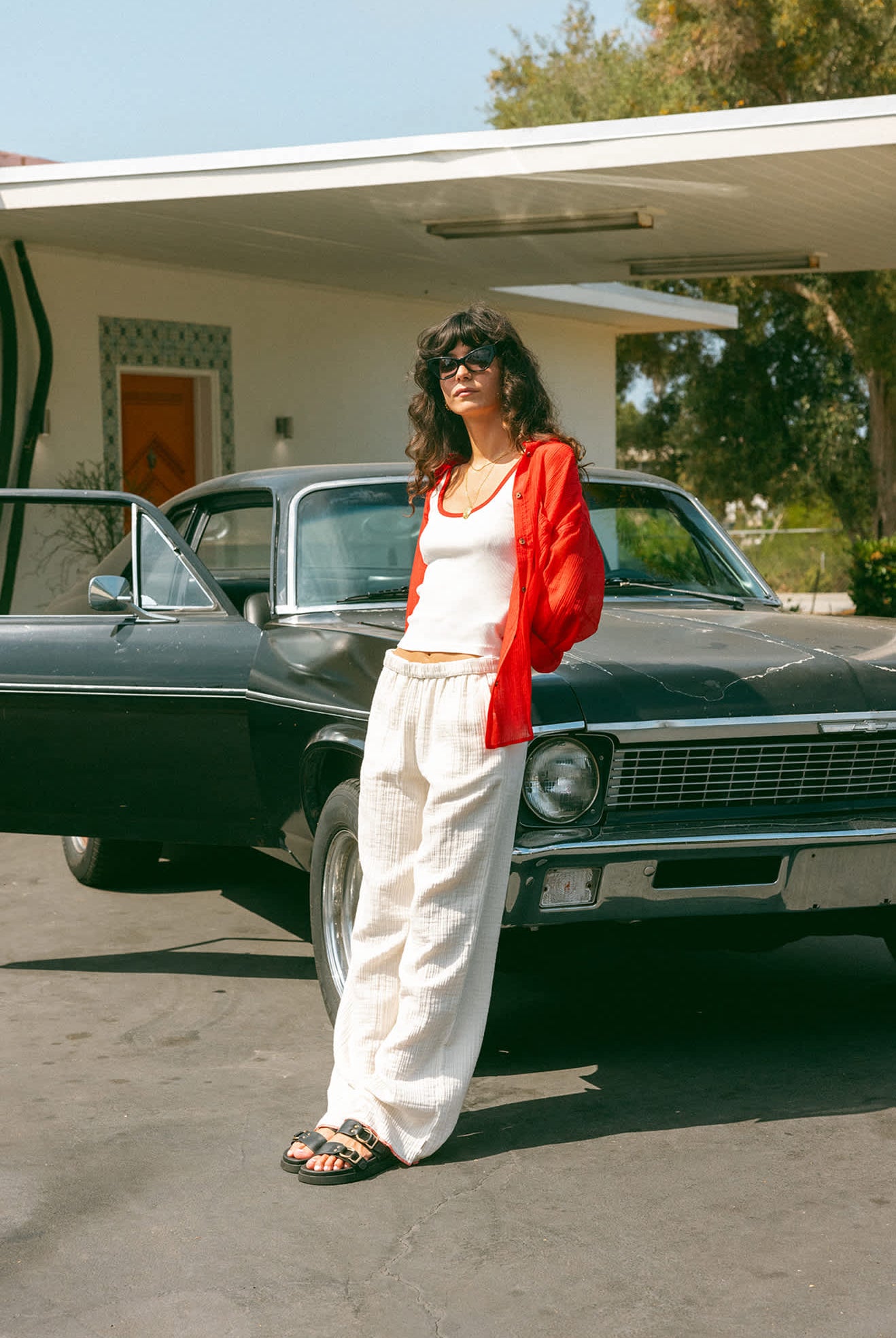 Women's East Side Boxy L/S Button Down in the color Crimson - Men's Lifestyle image