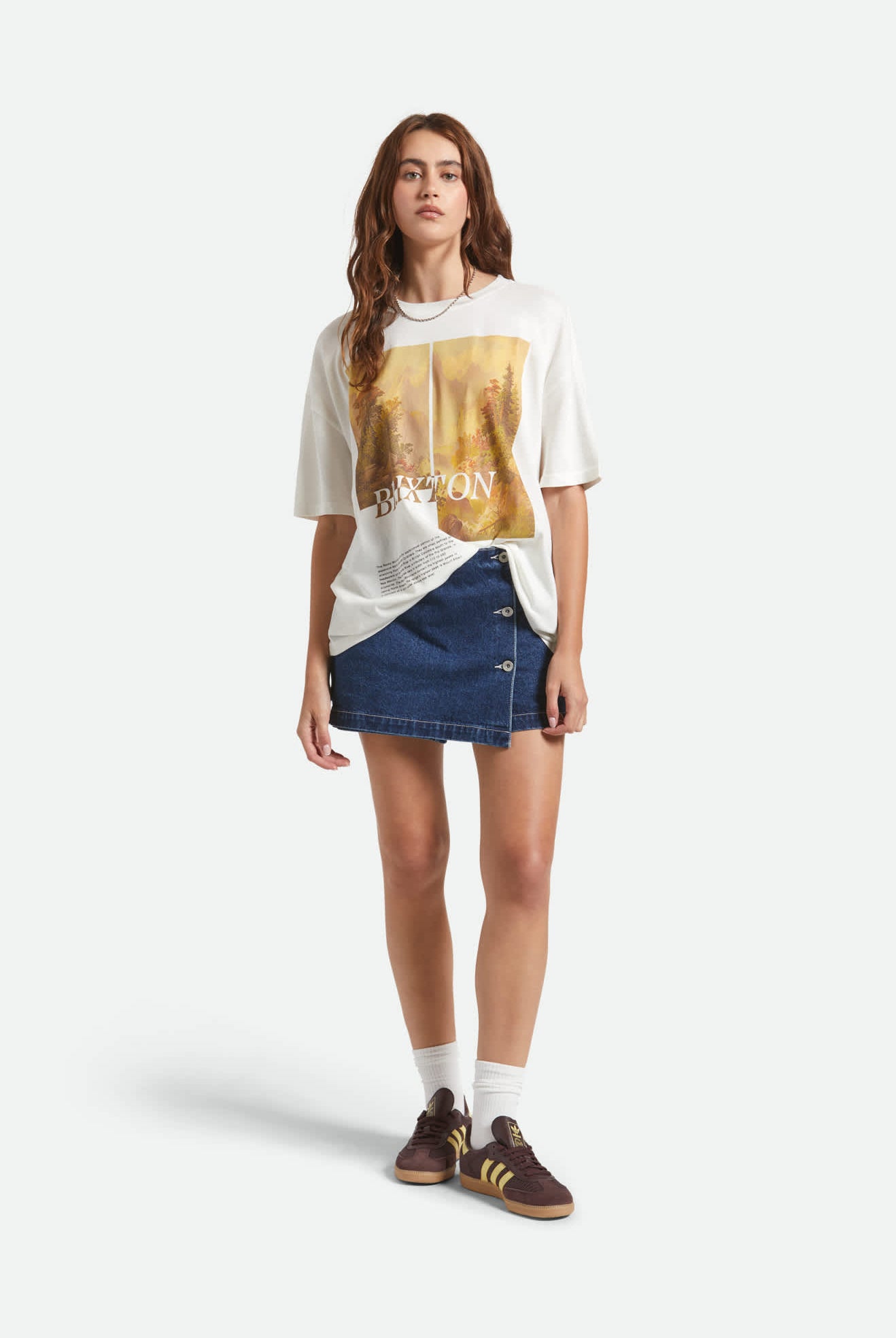 Women's Rocky Mountain Oversized Boyfriend T-Shirt in the color Off White - Additional Fit image