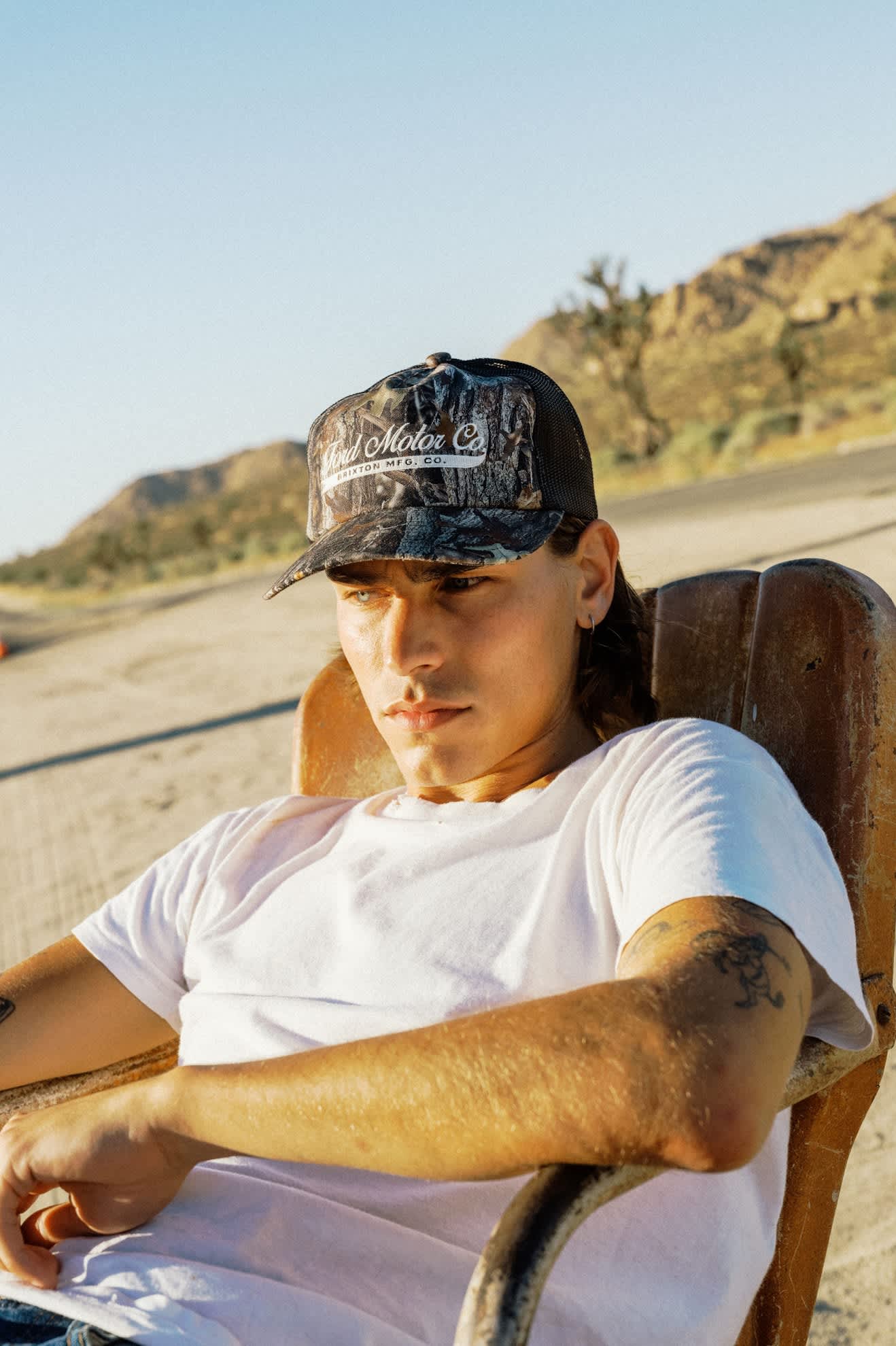 Unisex Ford X Brixton Trucker Hat in the color Boxwood Green - Men's Lifestyle image