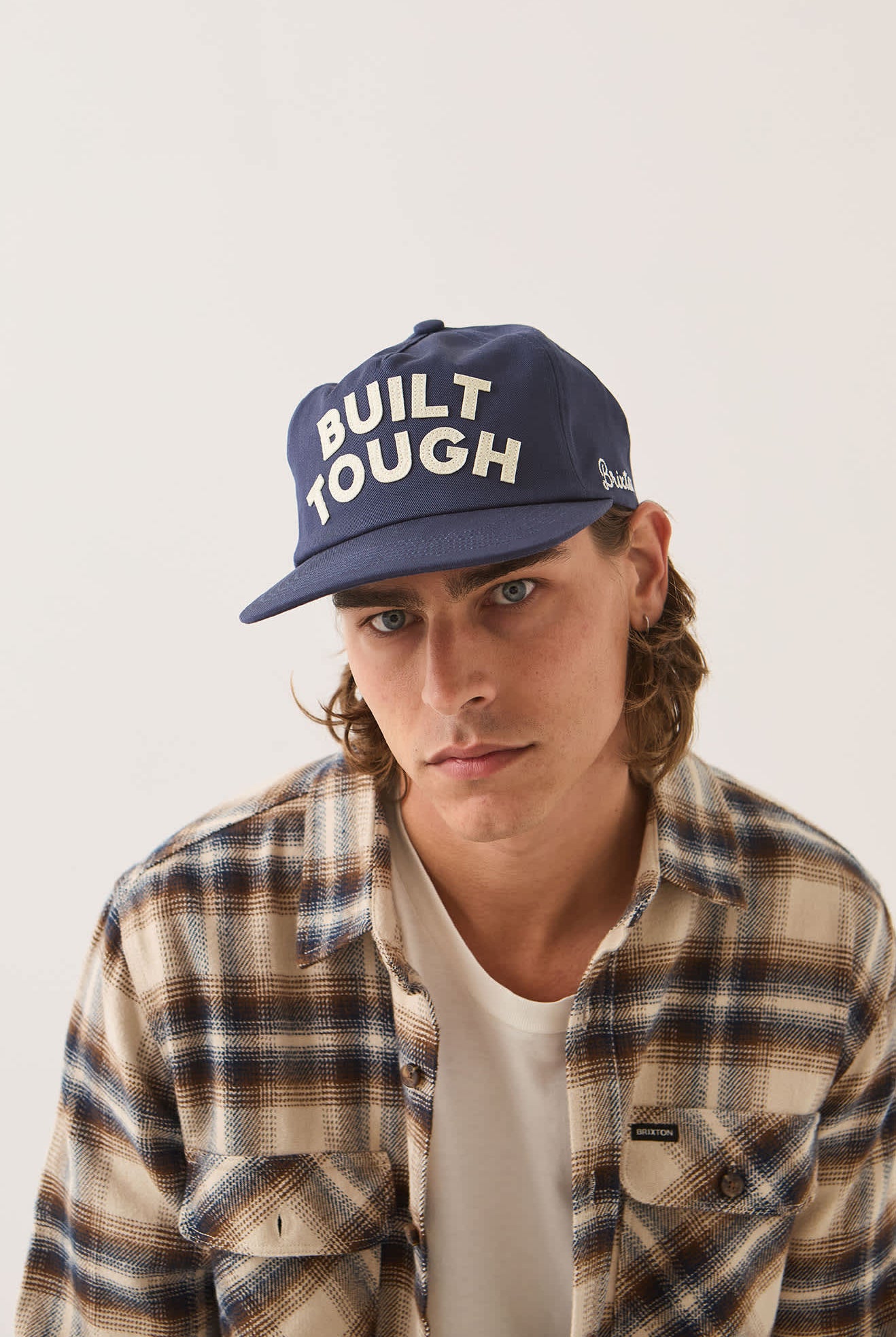 Unisex Ford Built Tough Snapback in the color American Navy/Wimbledon White - Men's Front View