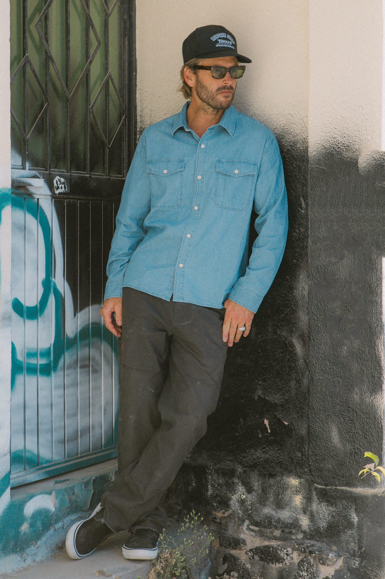 Men's Cool Comfort Wayne Long Sleeve Shirt in the color Dusty Blue - Men's Lifestyle image
