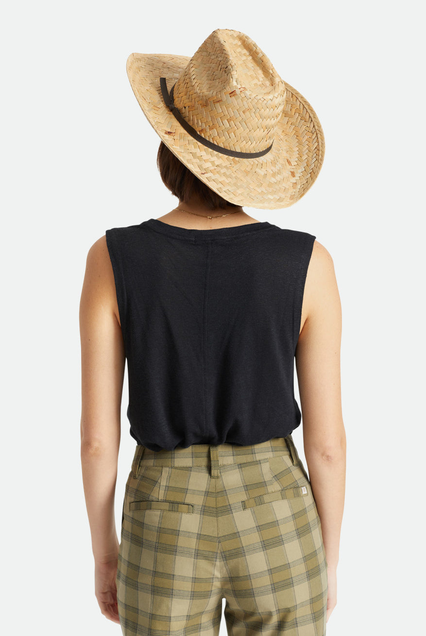 Brixton Unisex Houston Straw Cowboy Hat - Natural | Back fit