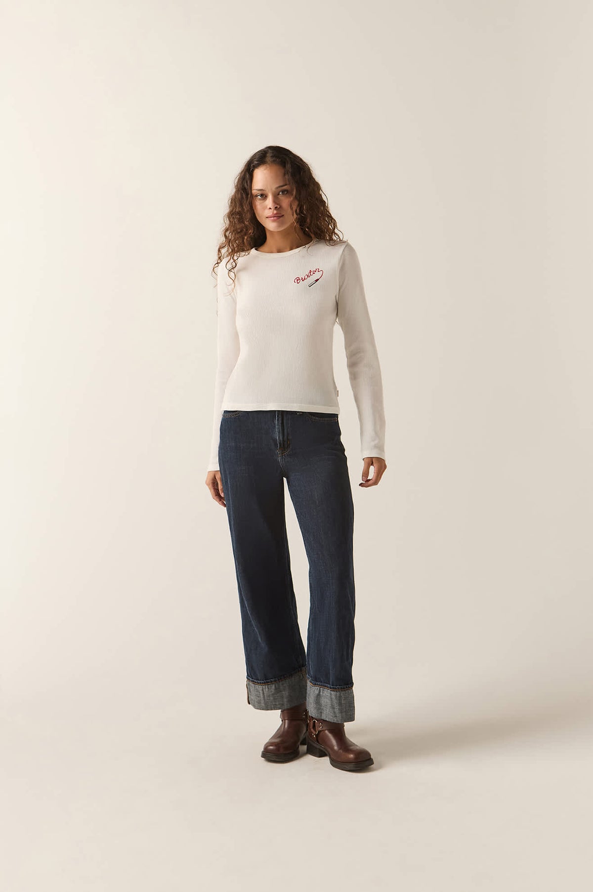 Women's Lipstick Waffle Knit Top in the color Off White - Additional Fit image