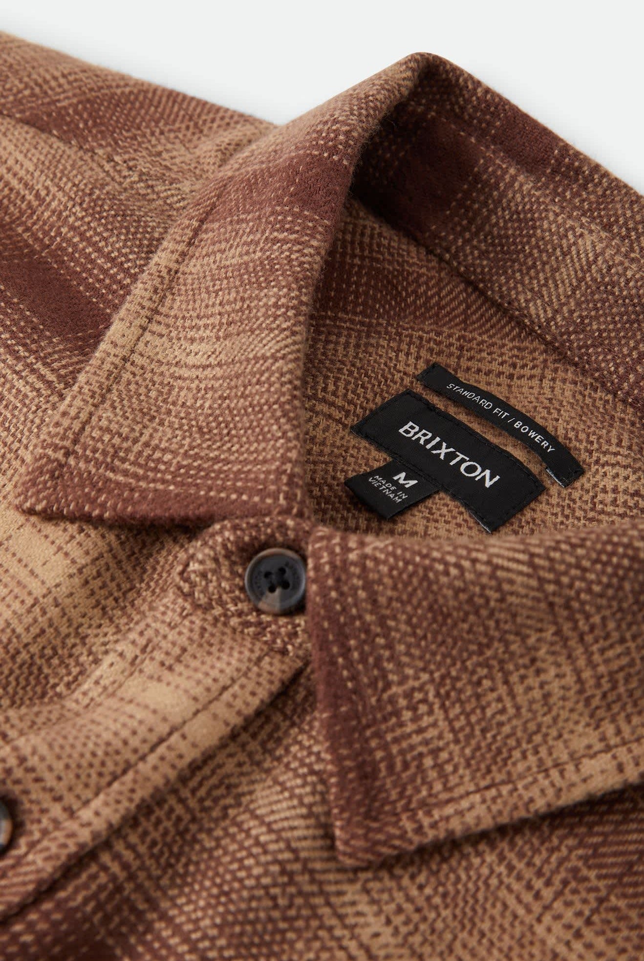 Men's Bowery Flannel in the color Chocolate/Khaki - Additional Laydown image