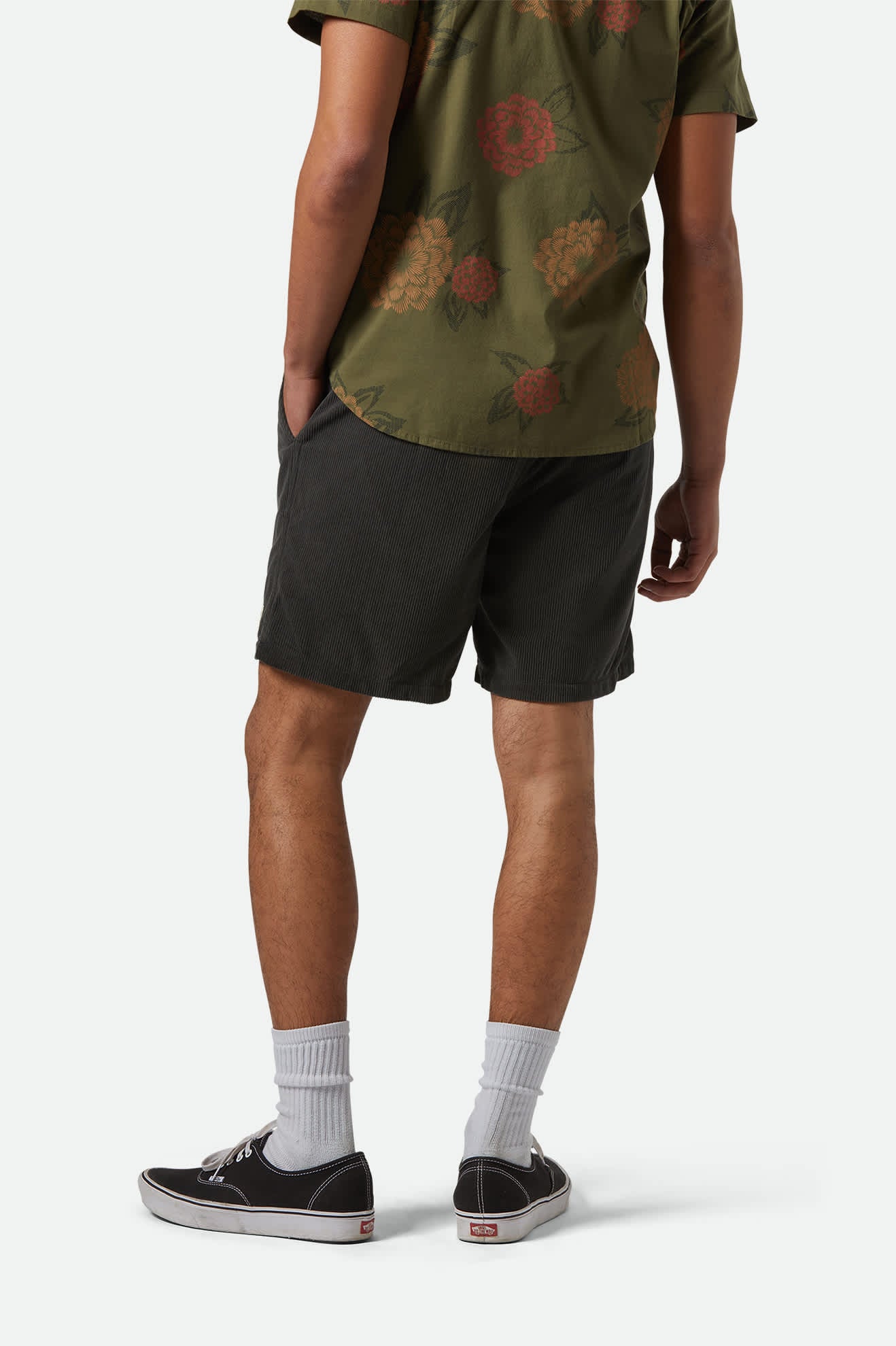 Men's Everyday Corduroy Short in the color Washed Black - Men's Side View