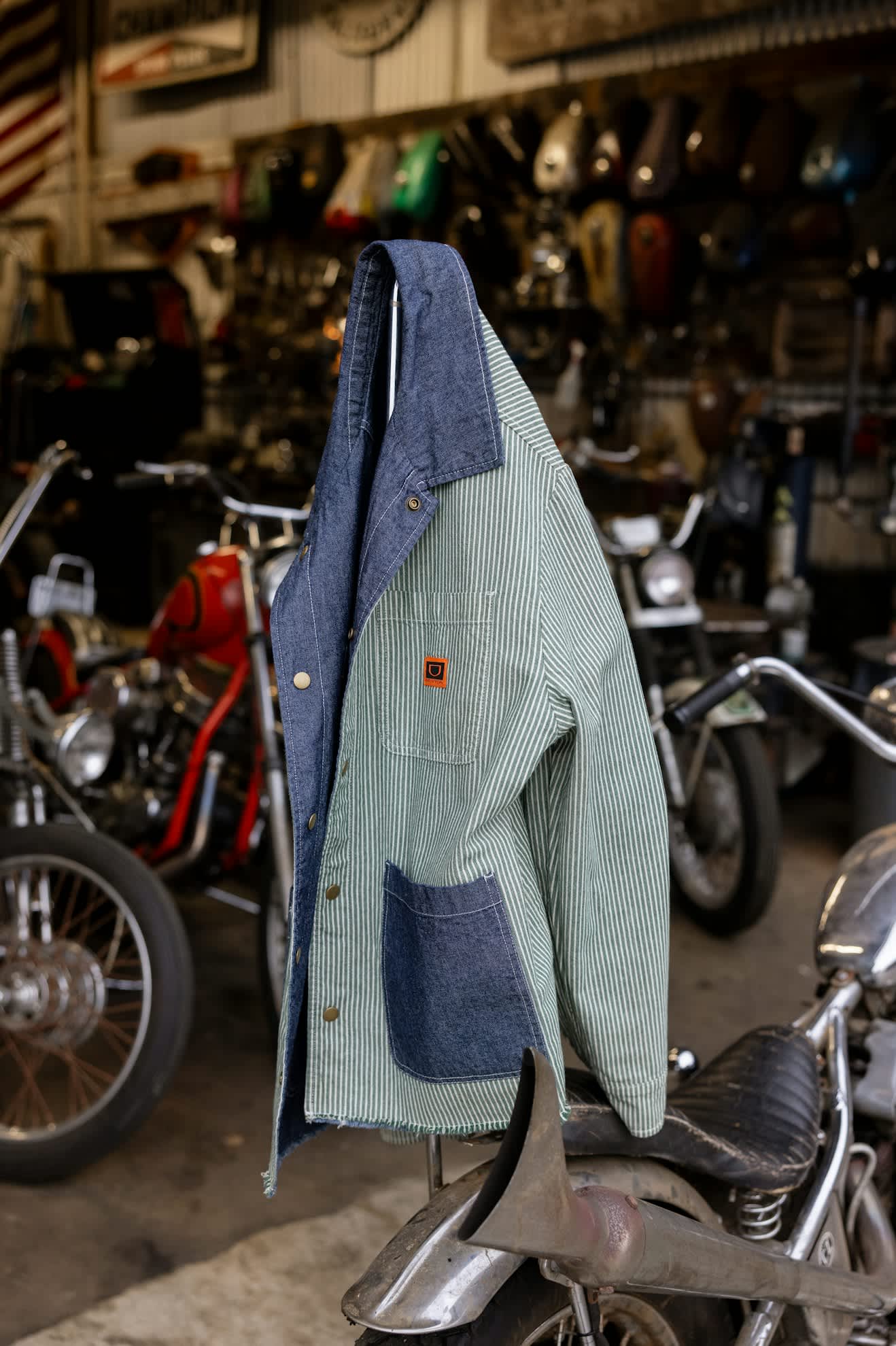 Men's Assembly Reversible Chore Jacket in the color Indigo/Pine Needle/Whitecap - Men's Lifestyle image