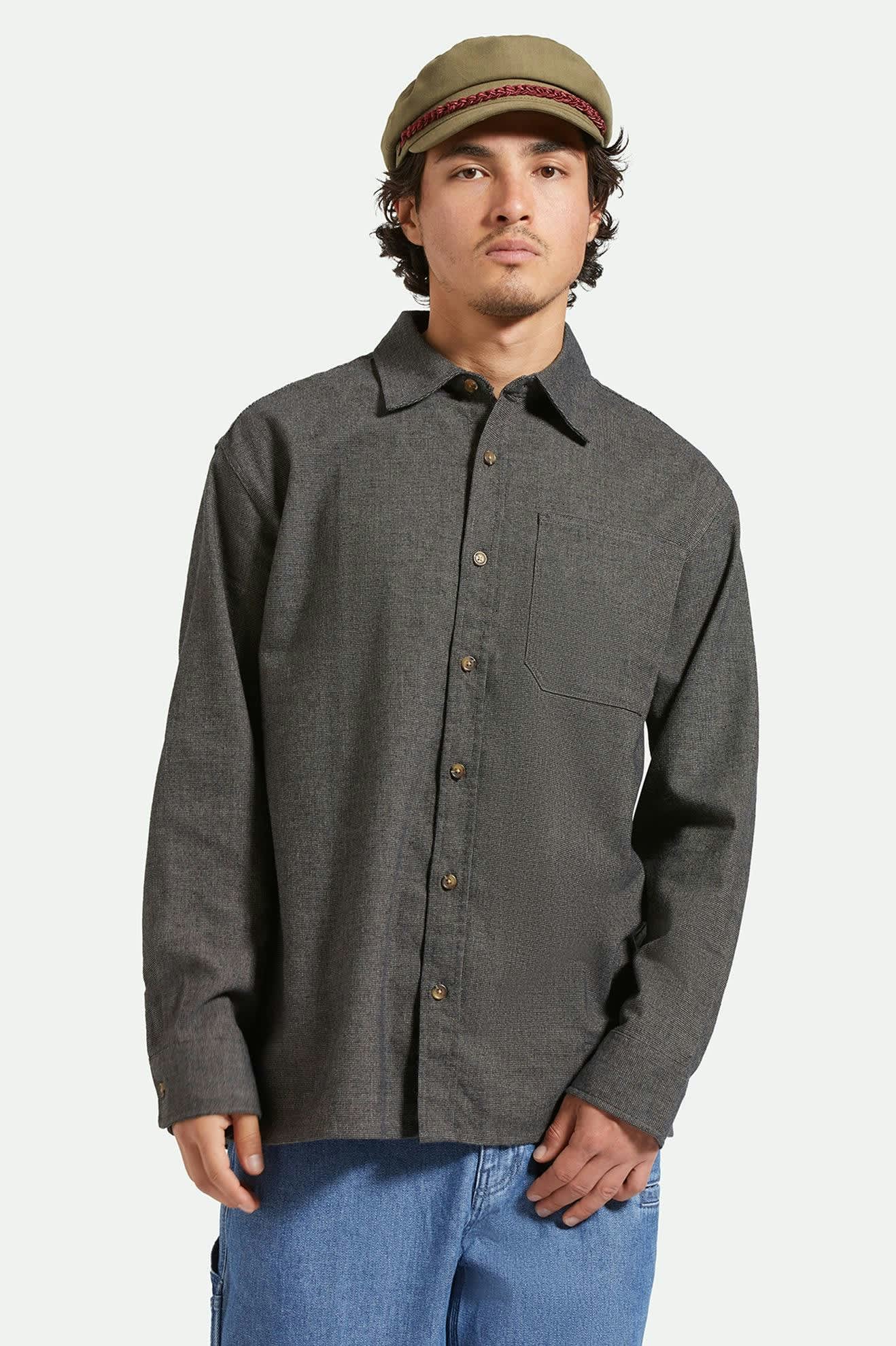 Men's Selden L/S Overshirt in the color Mixed Tweed - Men's Front View