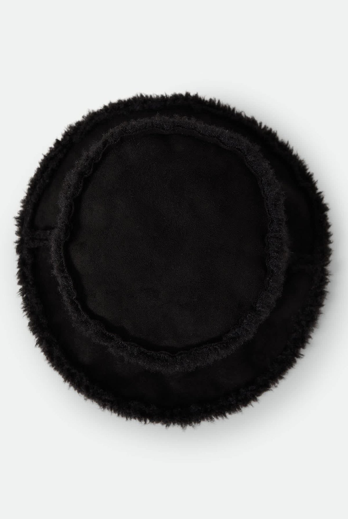 Women's Ellee Cozy Bucket Hat in the color Black Sherpa/Faux Suede - Additional Laydown image