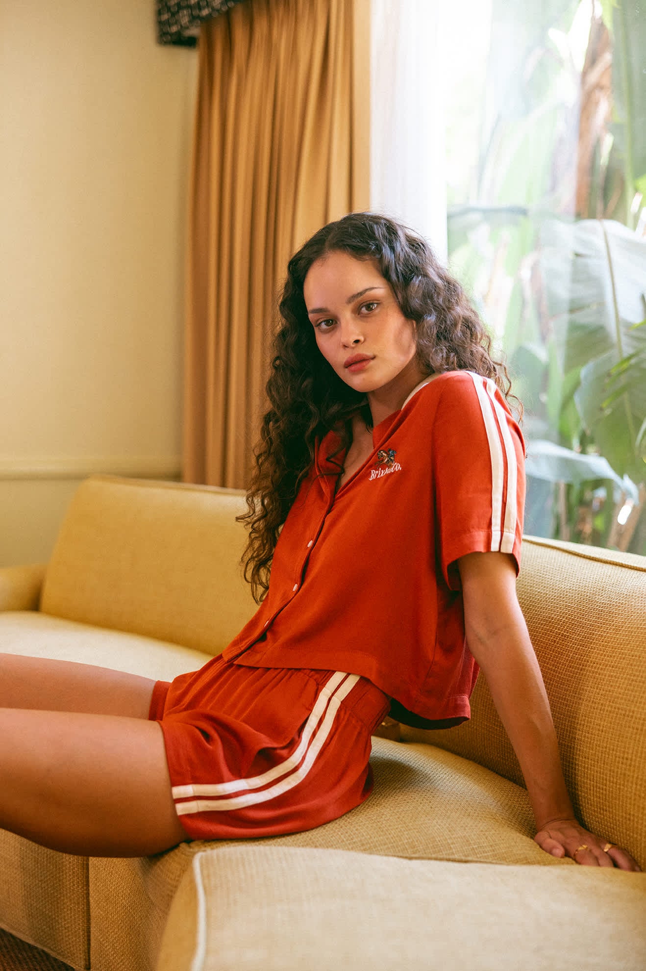 Women's Silky S/S Bowling Button Down in the color Burnt Brick - Men's Lifestyle image