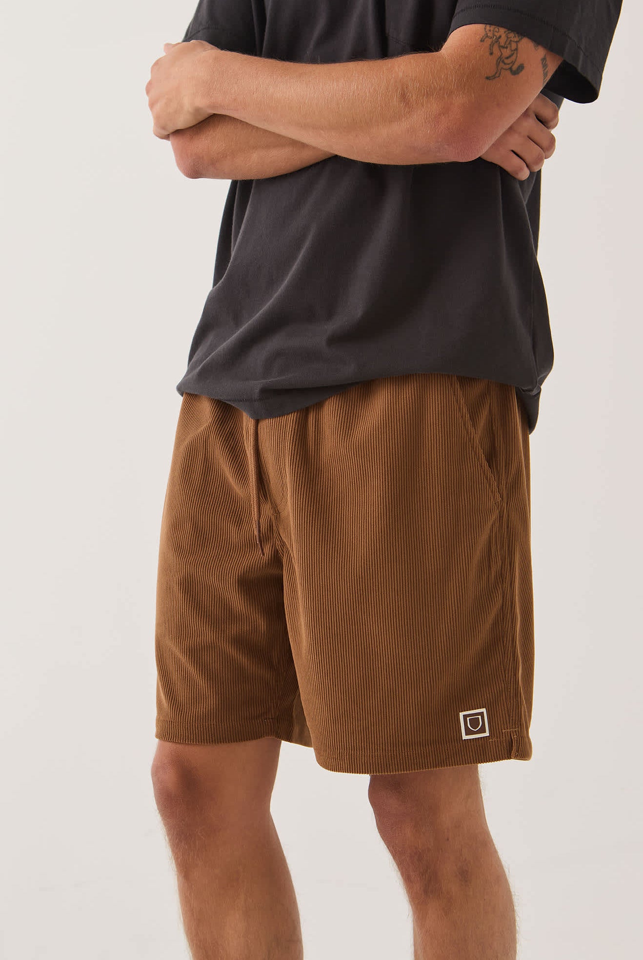 Men's Everyday Corduroy Short in the color Tobacco Brown - Men's Side View