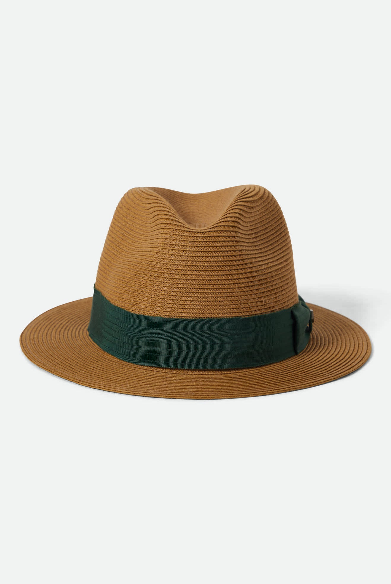 Unisex Roma Straw Packable Fedora in the color Dark Tan/Primal Green - Additional Laydown image