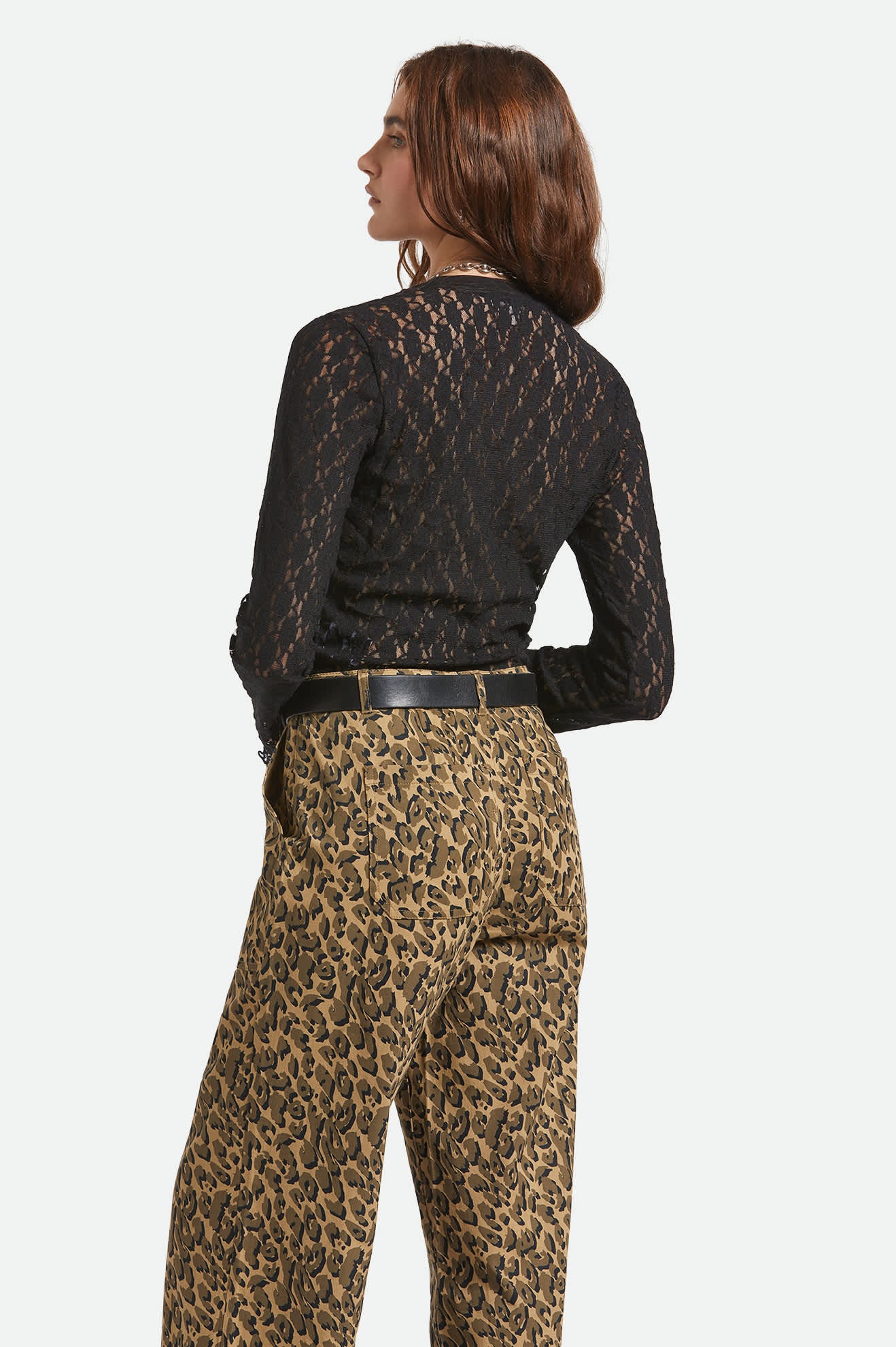 Women's Dolly Slim L/S Knit T-Shirt in the color Black - Women's Back View