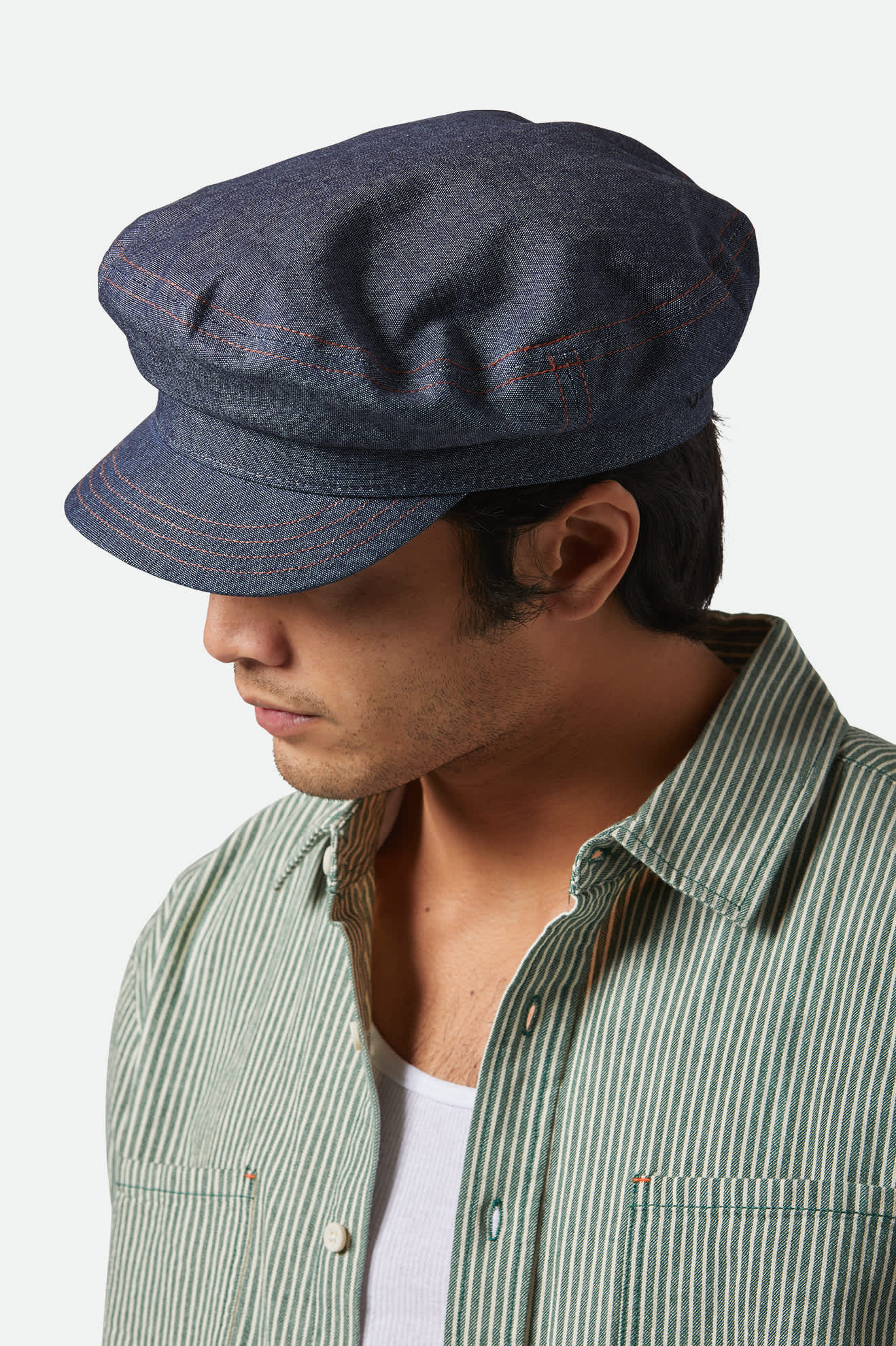 Unisex Assembly Fiddler Fisherman Cap in the color Indigo - Men's Side View