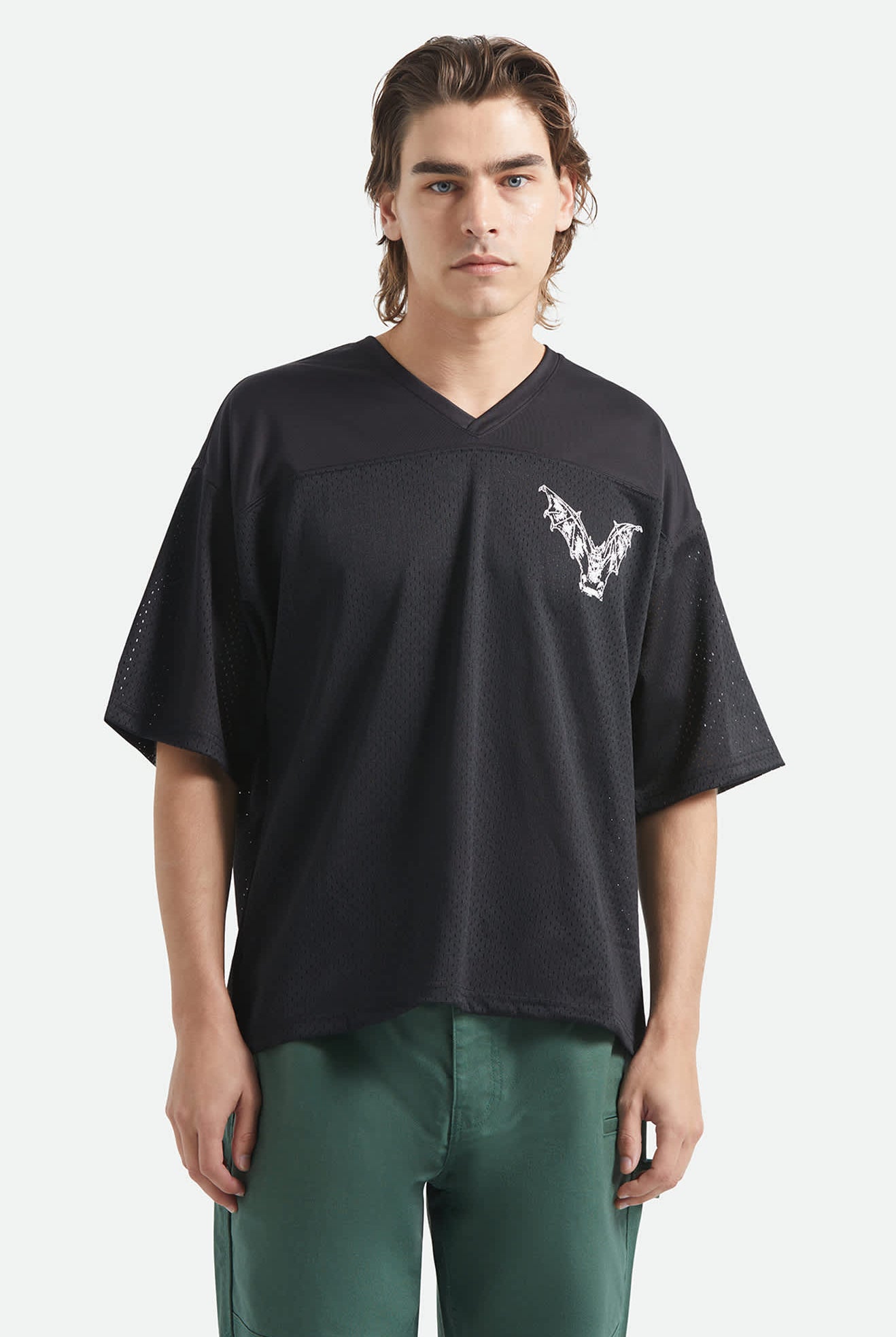 Men's Baggy Mesh Practice Jersey in the color Black/White Chippa - Men's Front View