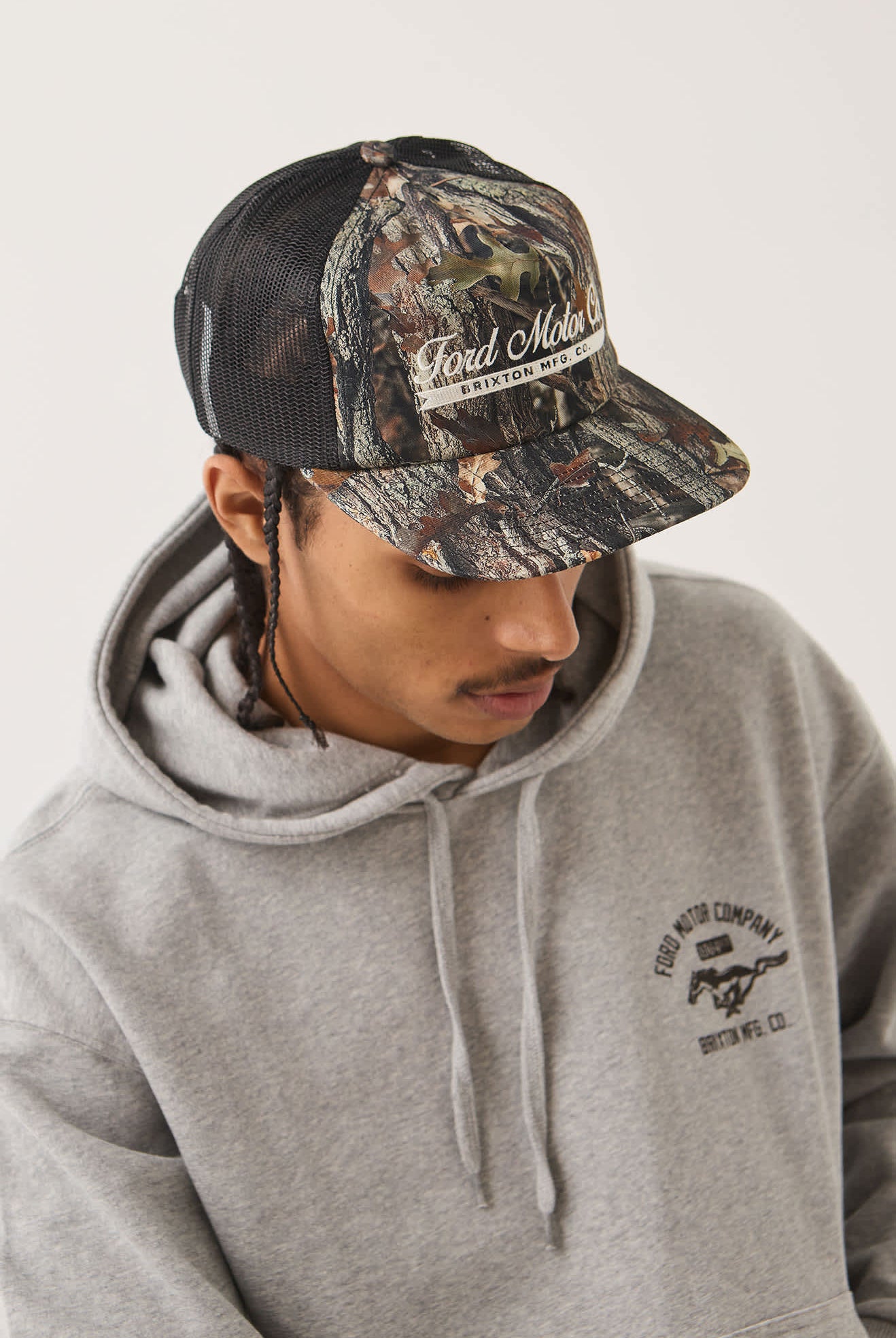 Unisex Ford X Brixton Trucker Hat in the color Boxwood Green - Additional Fit image