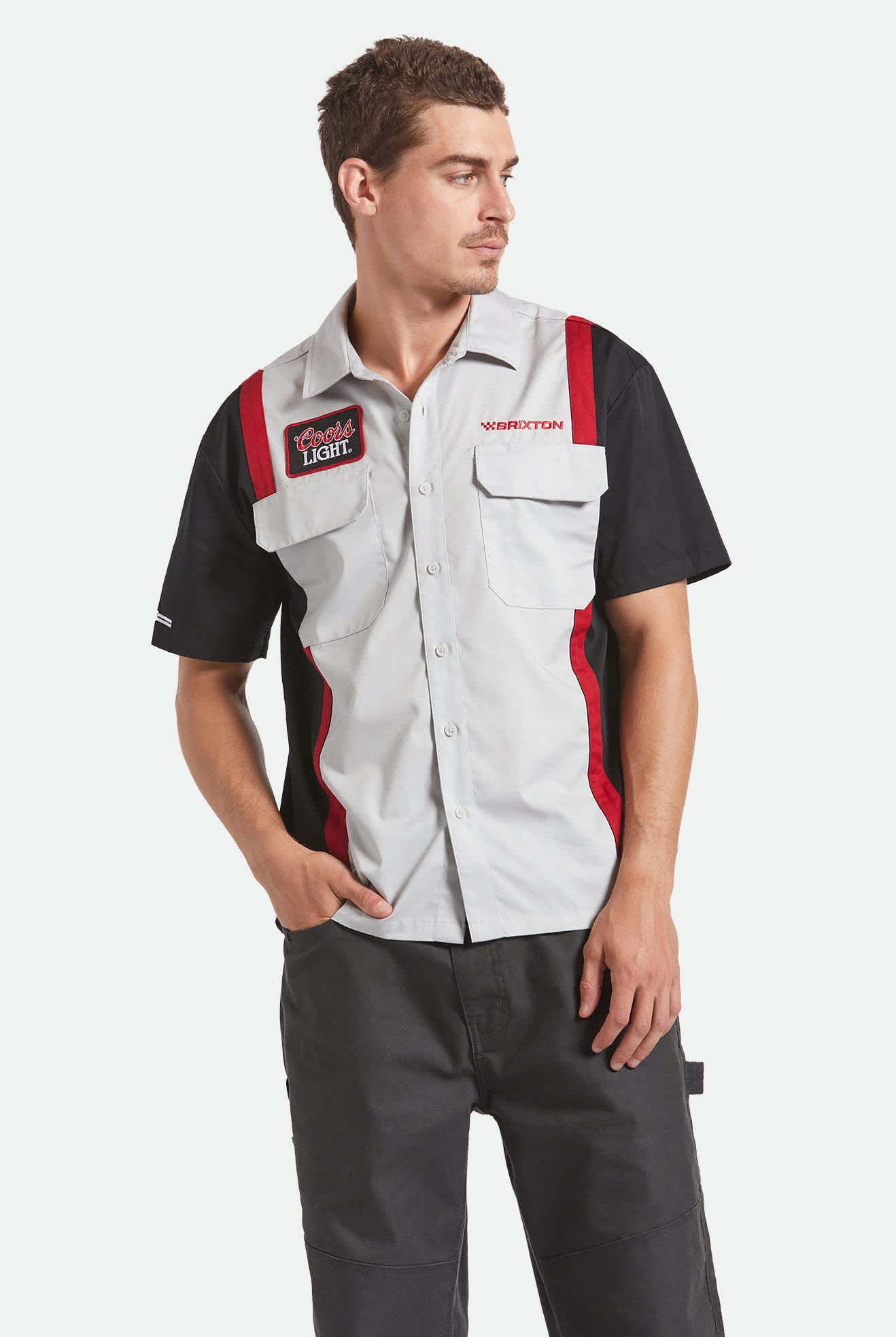 Men's Coors Light Shake Down S/S Shirt in the color Silver/Black - Men's Front View