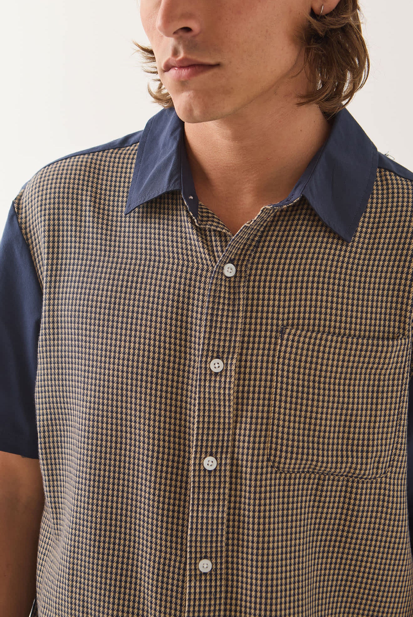 Men's Cru Shirt in the color Classic Navy Color Blocked - Additional Fit image