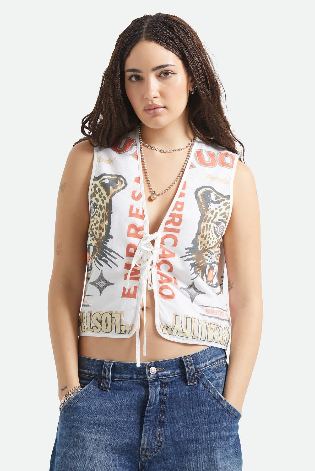 Women's The Luna Vest in the color Lost In Reality Print - Women's Front View