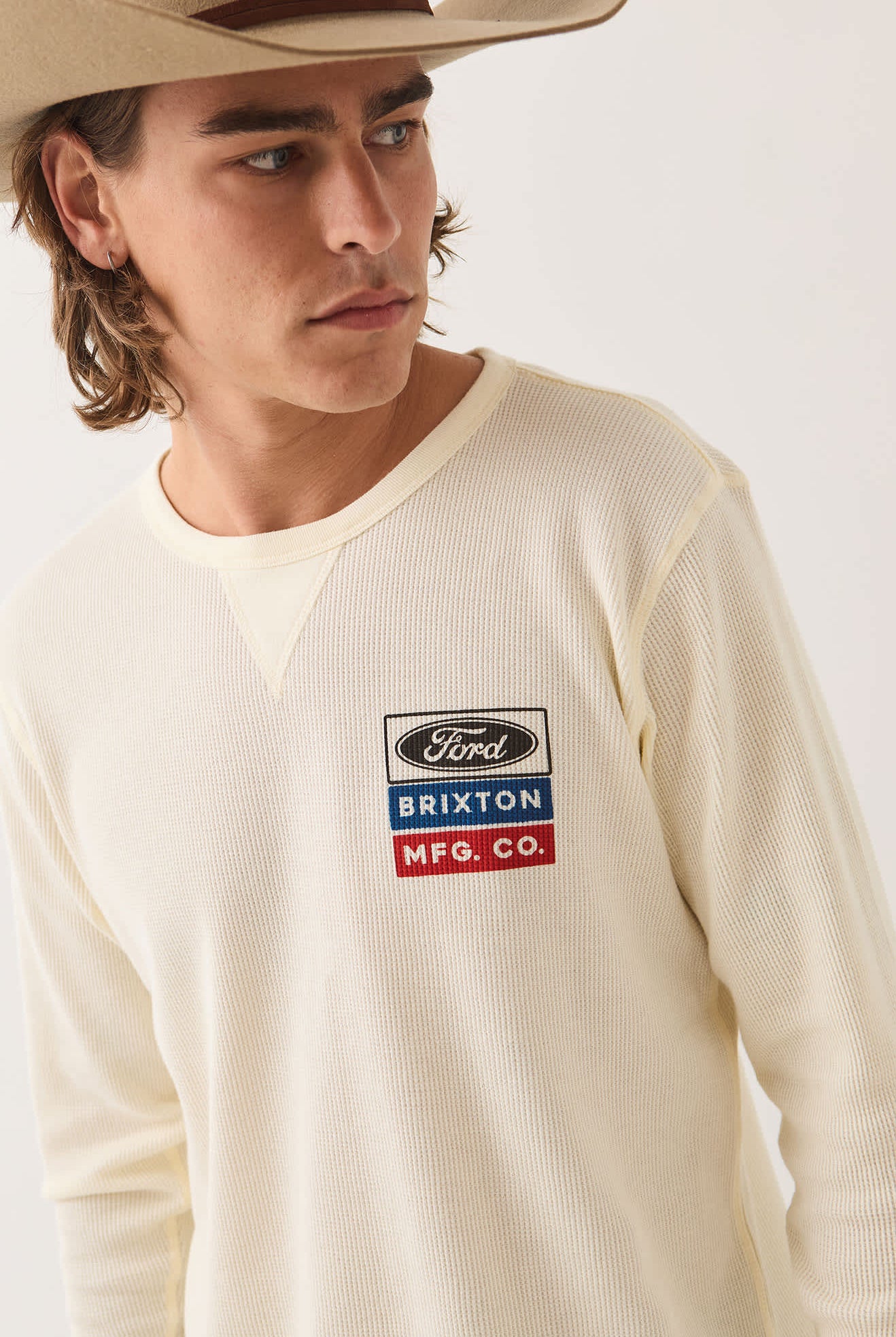 Men's Ford Service Dept Waffle T-Shirt in the color Wimbledon White - Additional Fit image