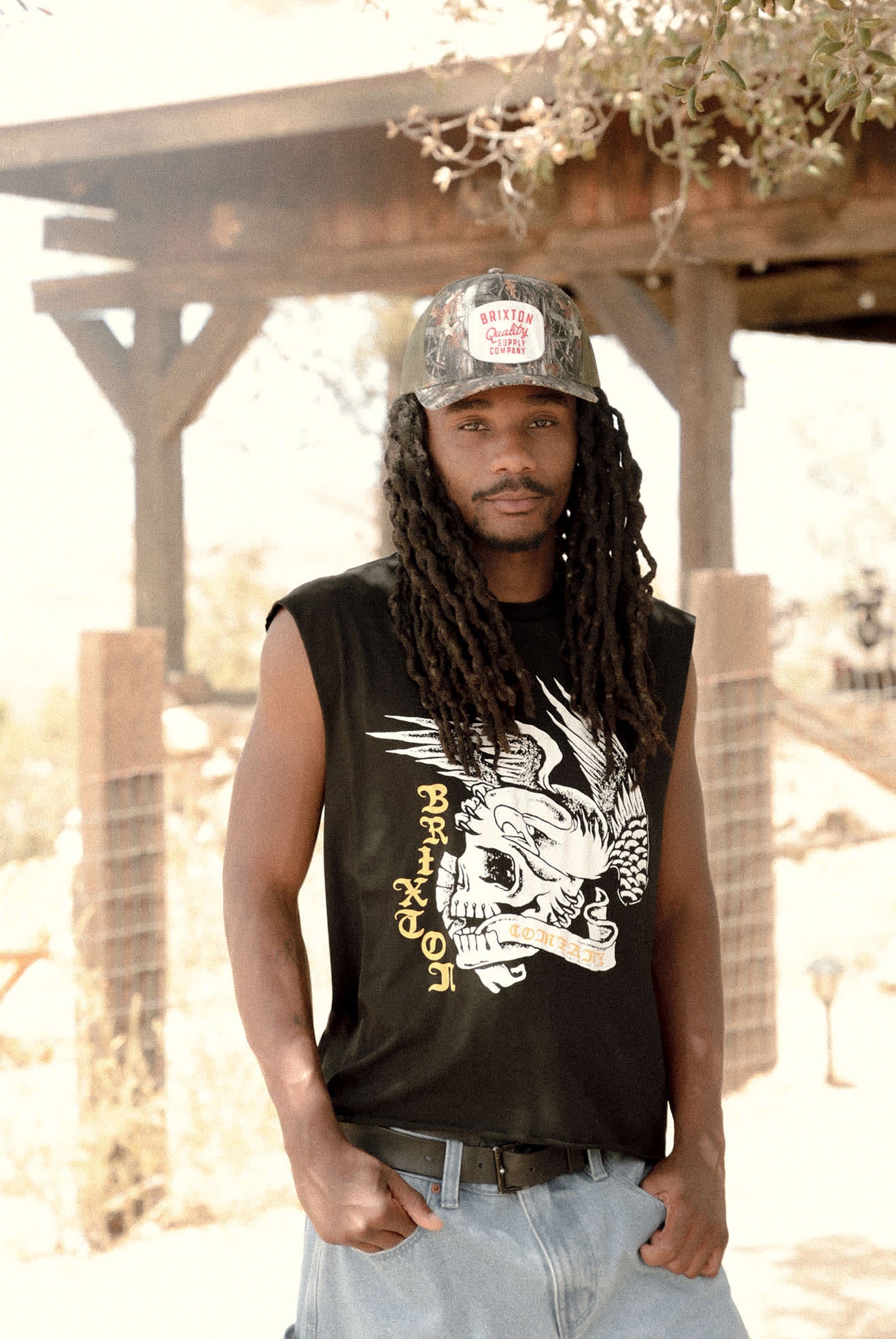 Men's Wolcott Worn In Boxy Muscle Tank in the color Black - Men's Lifestyle image