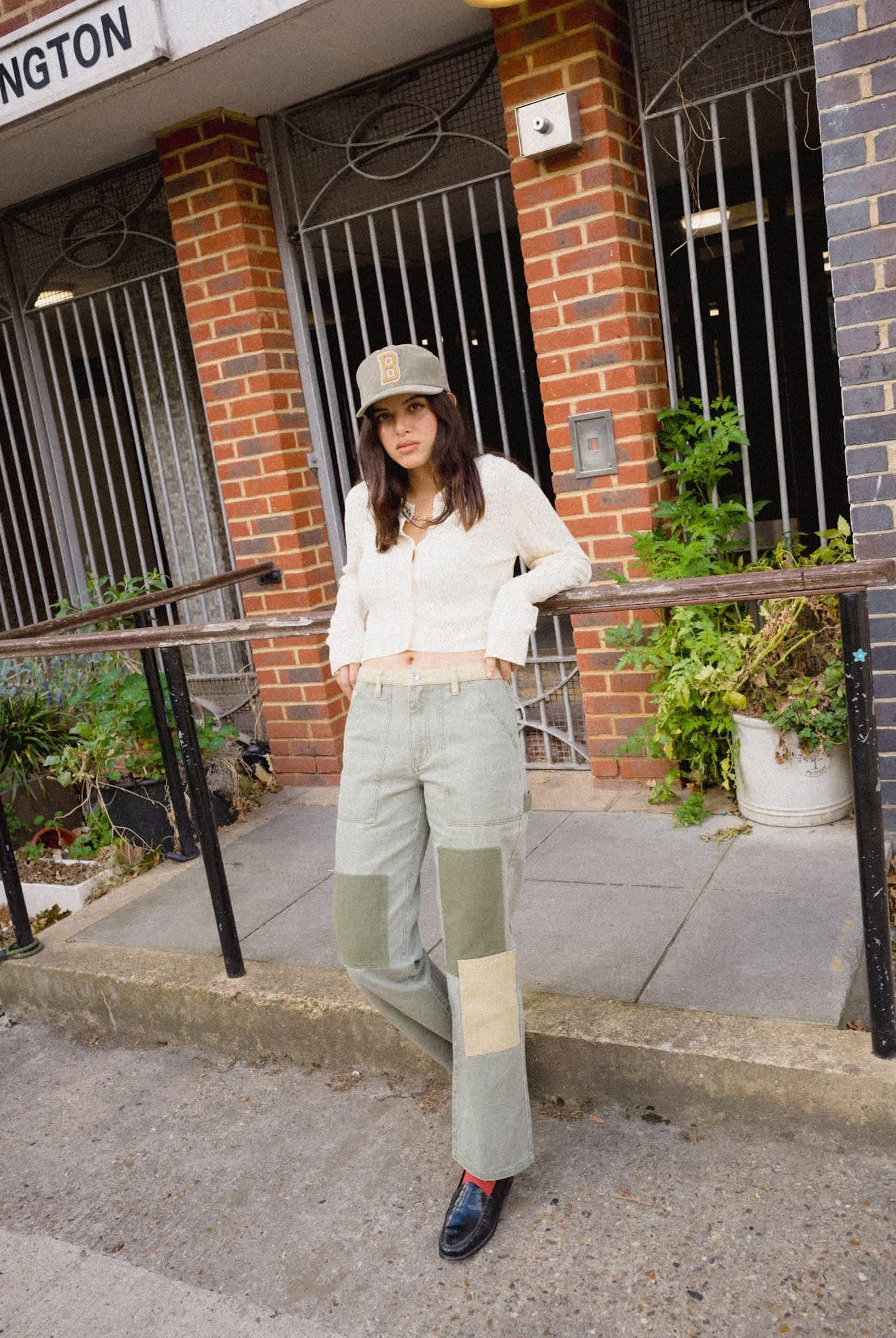 Unisex Big B Adjustable Hat in the color Dark Olive Corduroy - Women's Lifestyle image