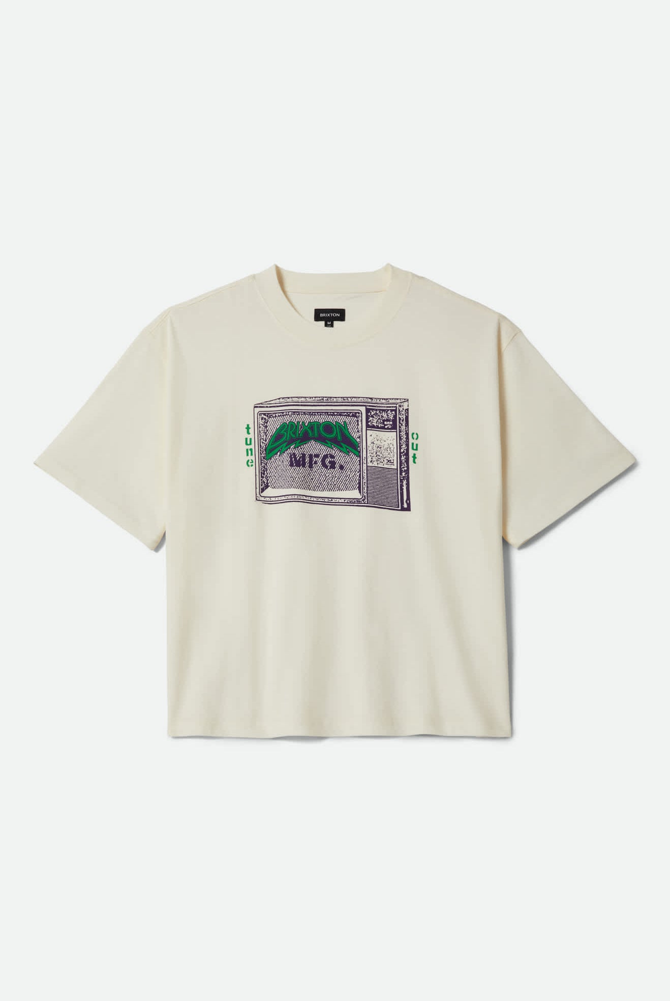 Men's Tune Out Short Sleeve Cropped Shirt in the color Cream - Front Product View