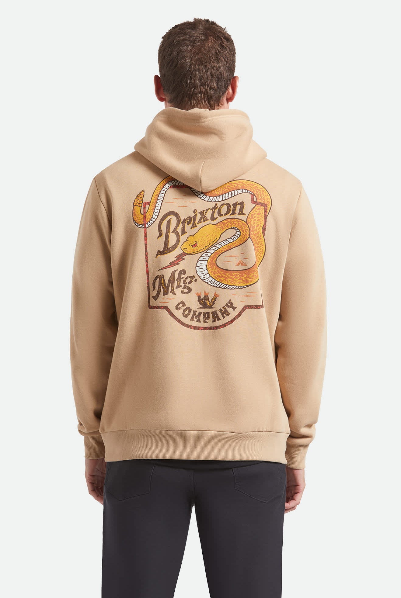 Men's Rothwell Hoodie in the color Sand - Men's Back View