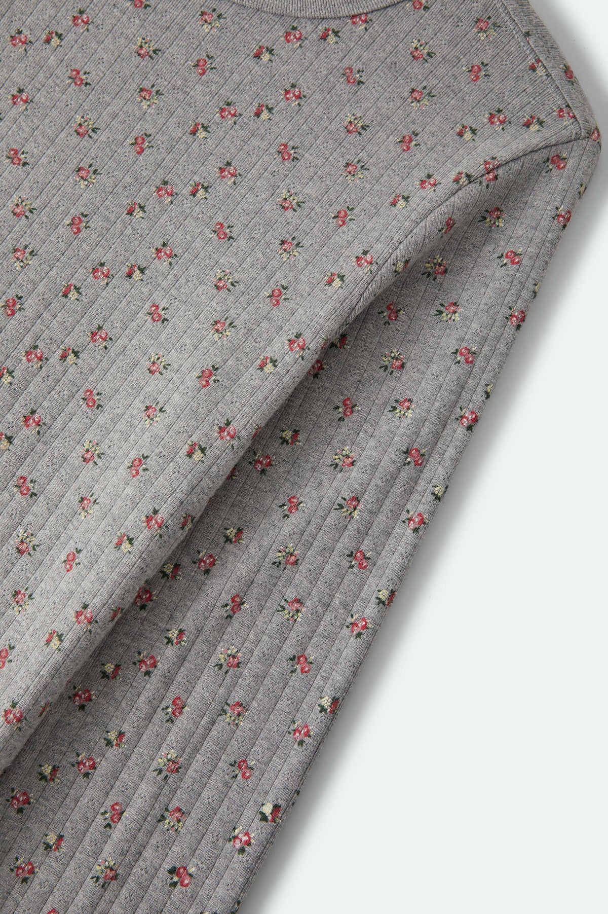 Women's Off Duty Pointelle Knit Top in the color Heather Grey Ditsy Floral - Additional Laydown image