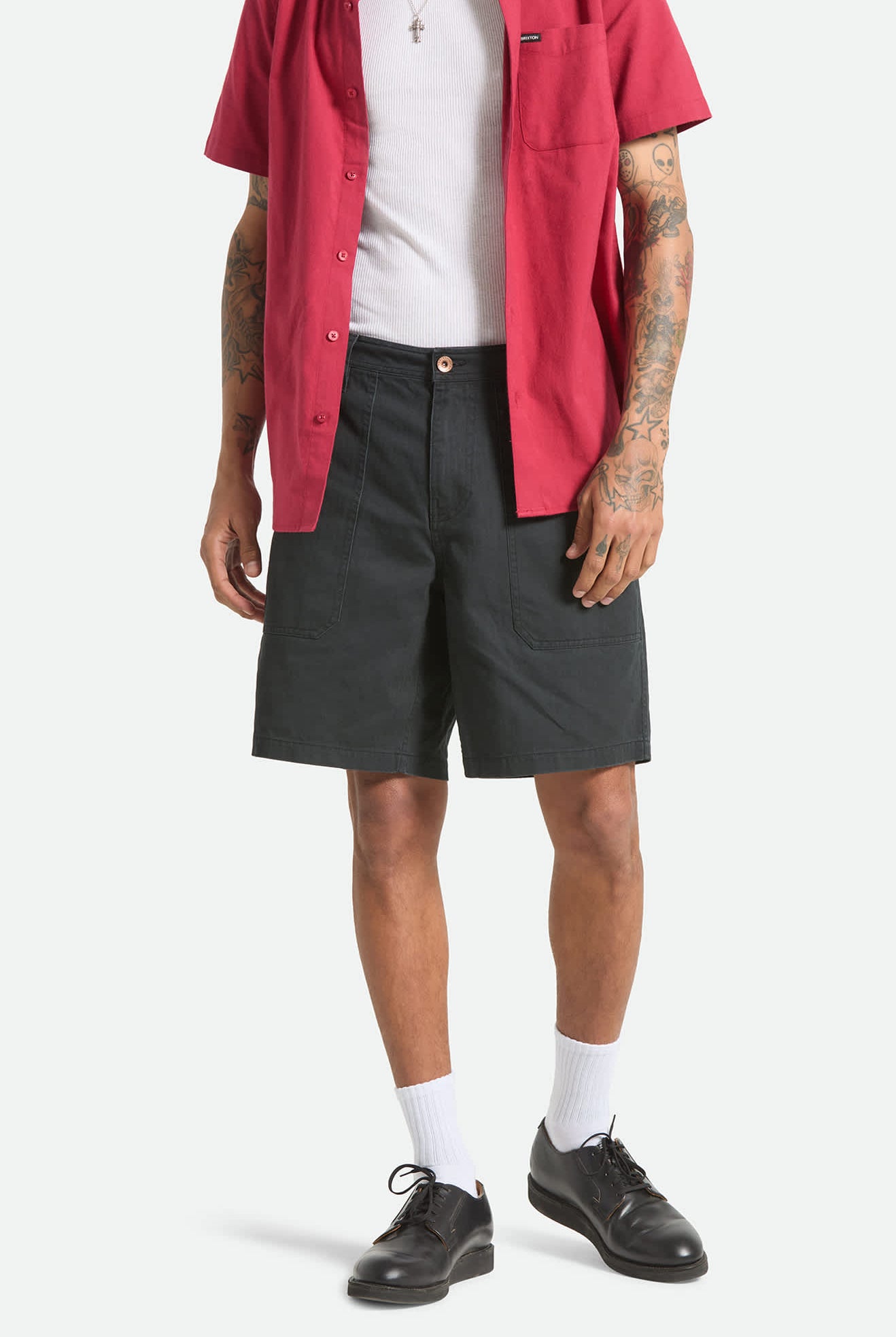 Men's Surplus Vintage Wash Herringbone Short in the color Washed Black - Men's Front View