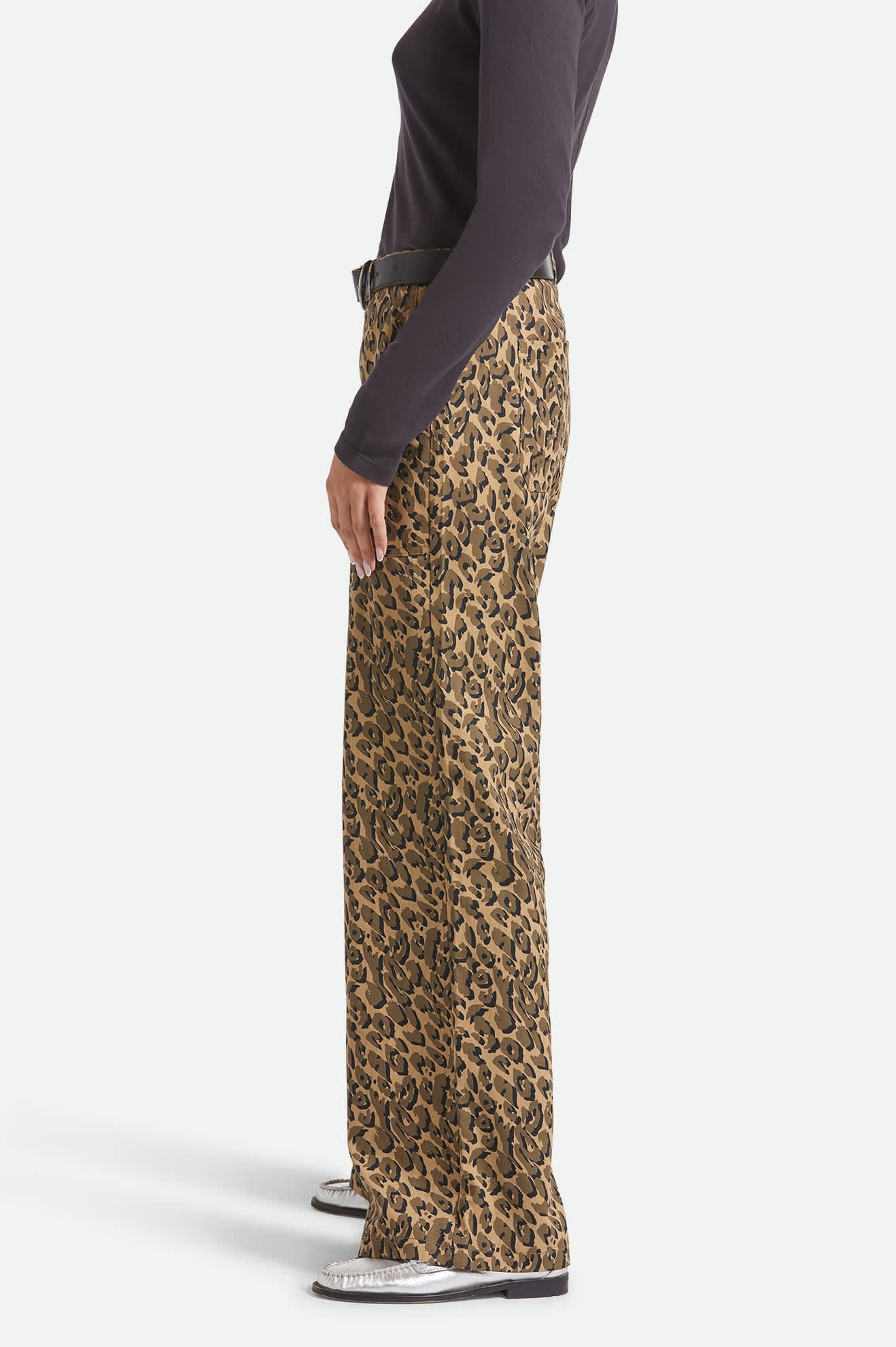 Women's Jane Utility Wide Leg Pant in the color Brown Cheetah - Women's Side View