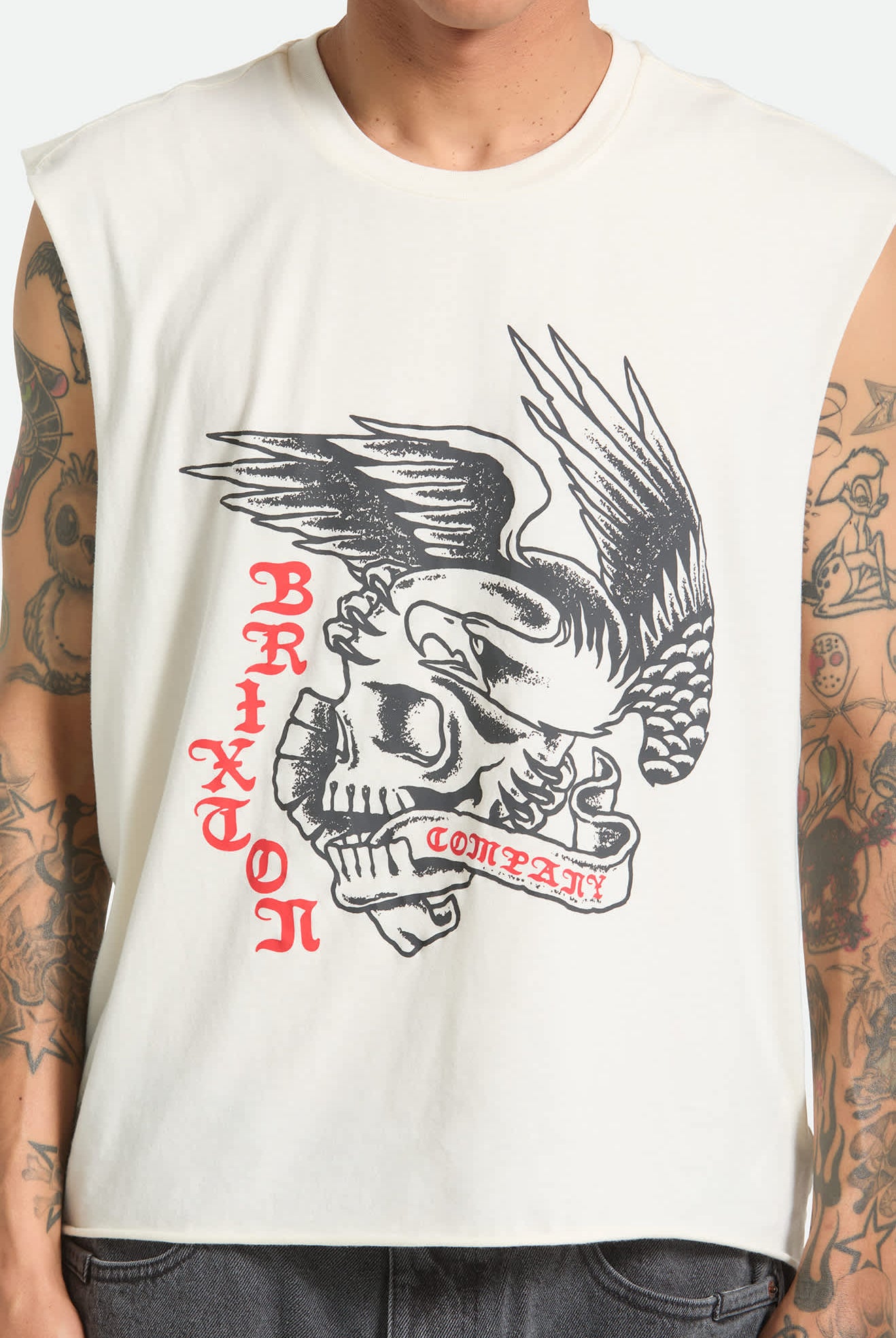 Men's Wolcott Worn In Boxy Muscle Tank in the color Off White - Additional Fit image